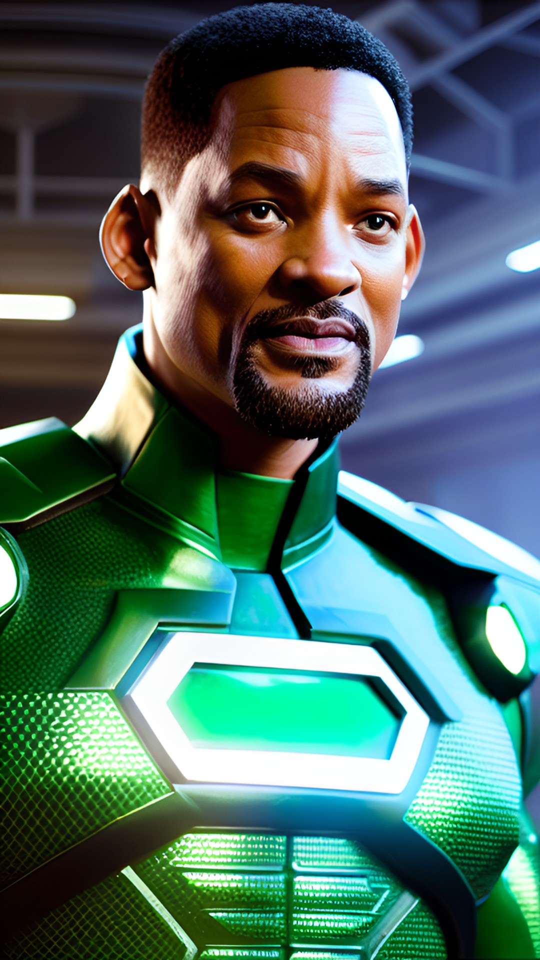 will smith green lantern, style vfx, portrait frontal view, exellent composition, super resolution preview