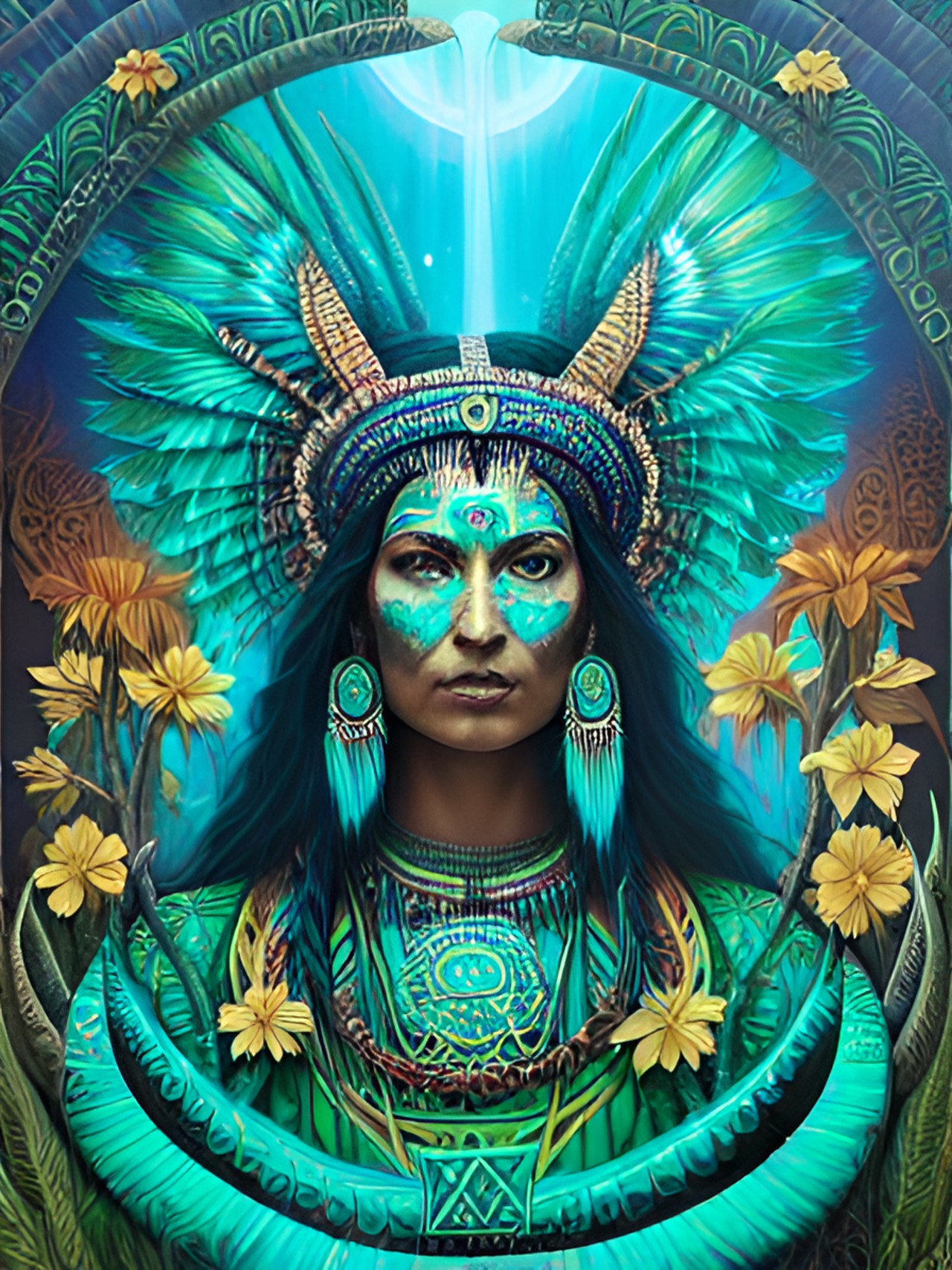 Turquoise woman - ayahuasca, shaman, amazon, spiritual, rainbow serpent preview