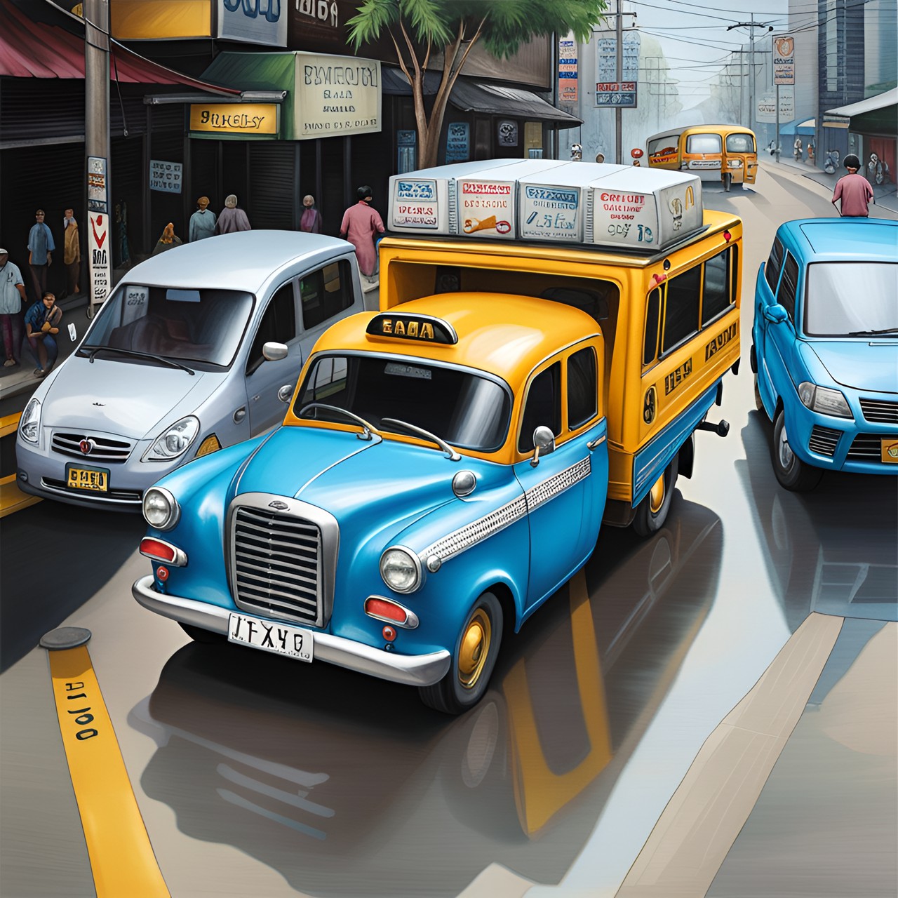 pickup taxi on bangkok 
hyper realist, insane detailed preview