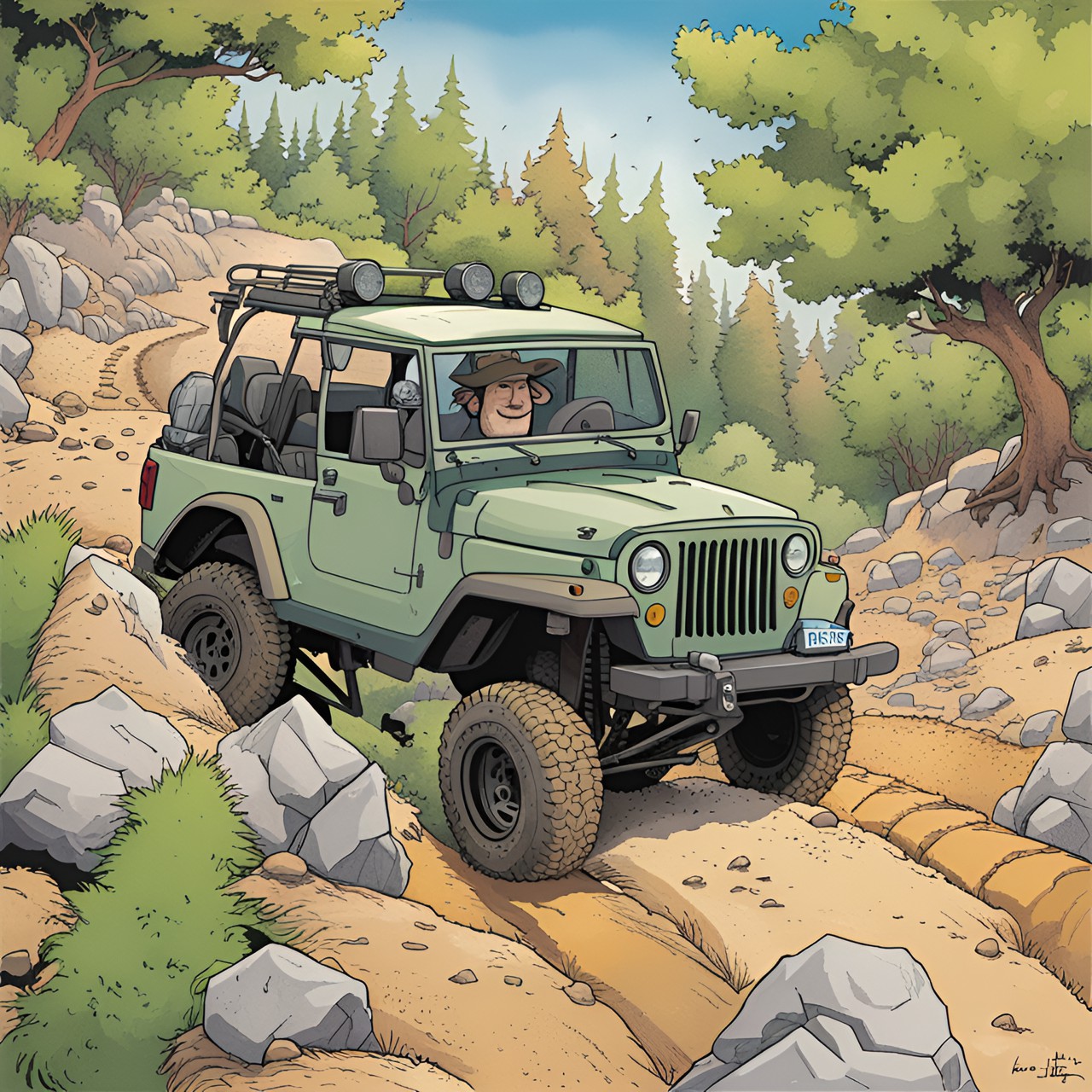 jeep on wild track, by asaf hanuka preview