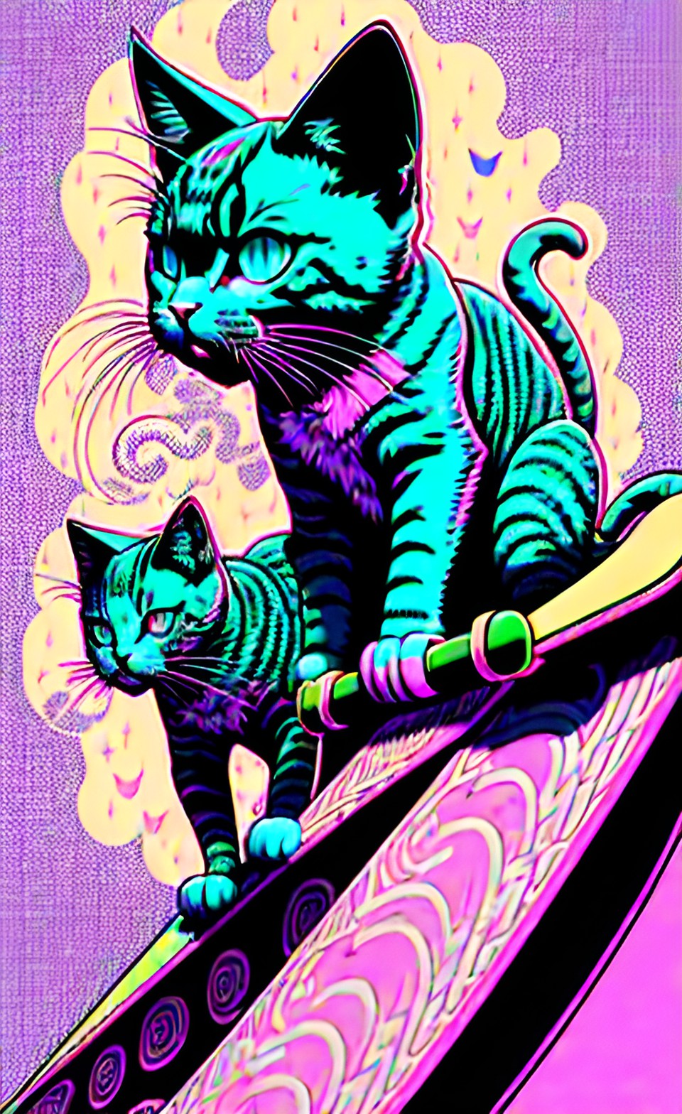 lene's cat - demon kitty cats, skateboarding, skateboard ramp made of snakes. preview