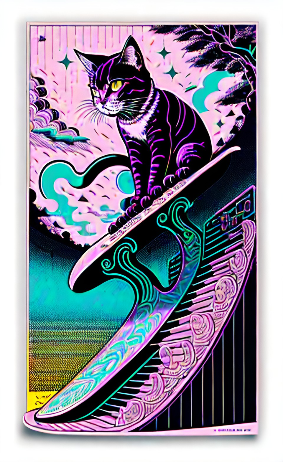 cat 4 - demon cats, skateboarding, skateboard ramp made of snakes, poster art preview