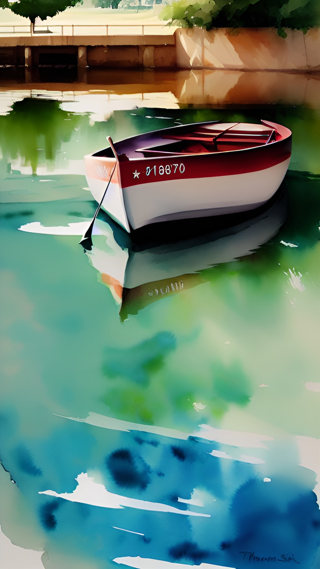 reflection - boat on water with reflection preview