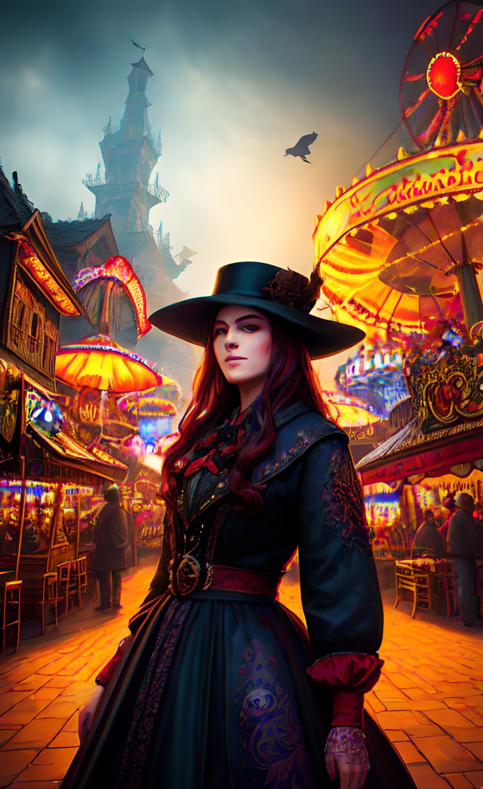 On the carnival 1 - portrait. shadows-master in old carnival. and many shadows with mouths and blind eyes in the darkness. style of stefan koidl. super-resolution, intricately-detailed, 4d, 32k, full-hd, artificial lighting preview