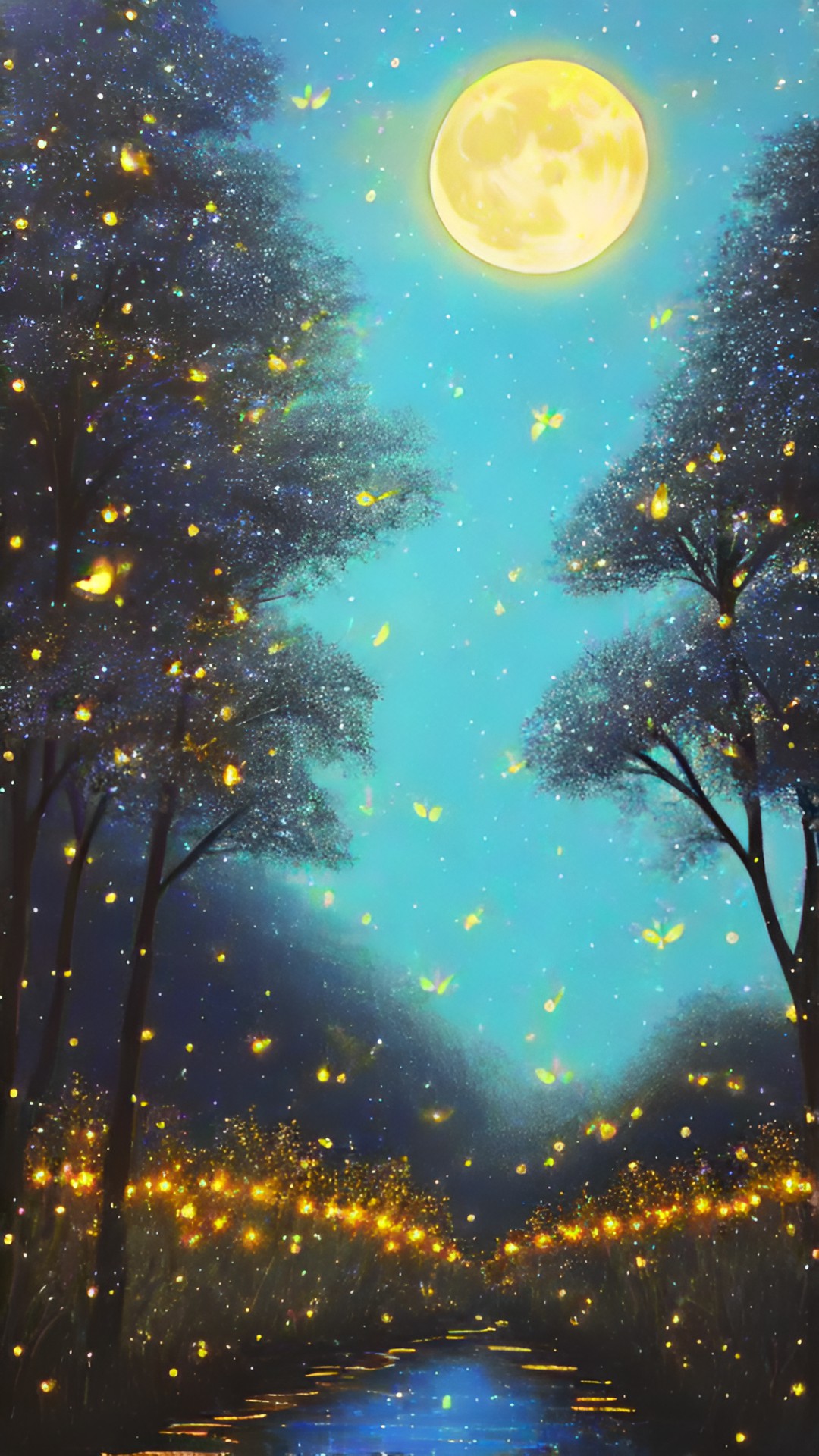 fireflies in a moonlit sky preview