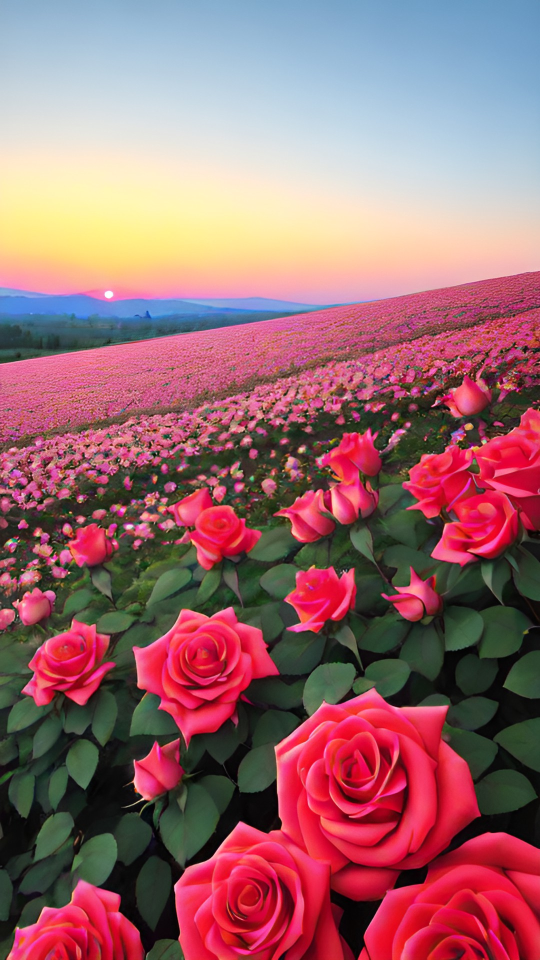 roses in full bloom at sunrise preview