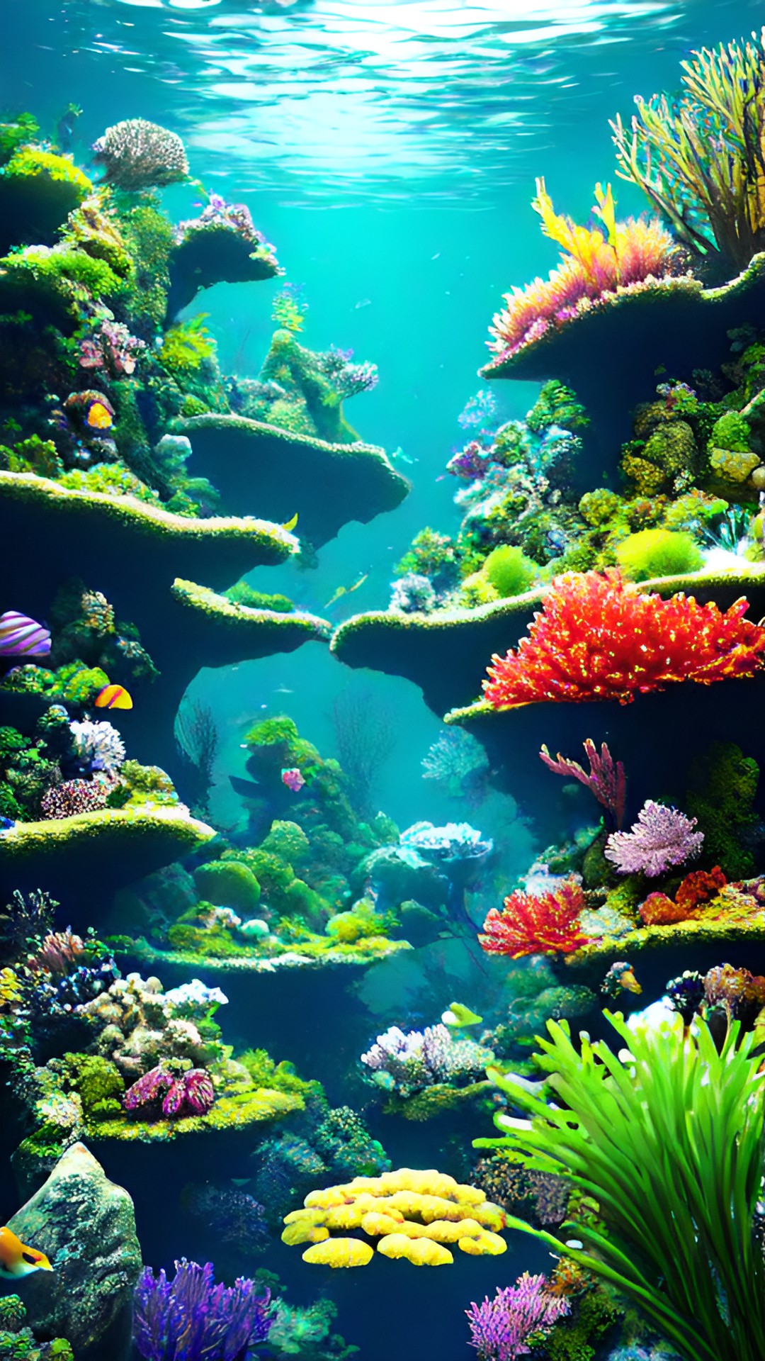 underwater forest, algae jungle, flying fish and swimming bird preview