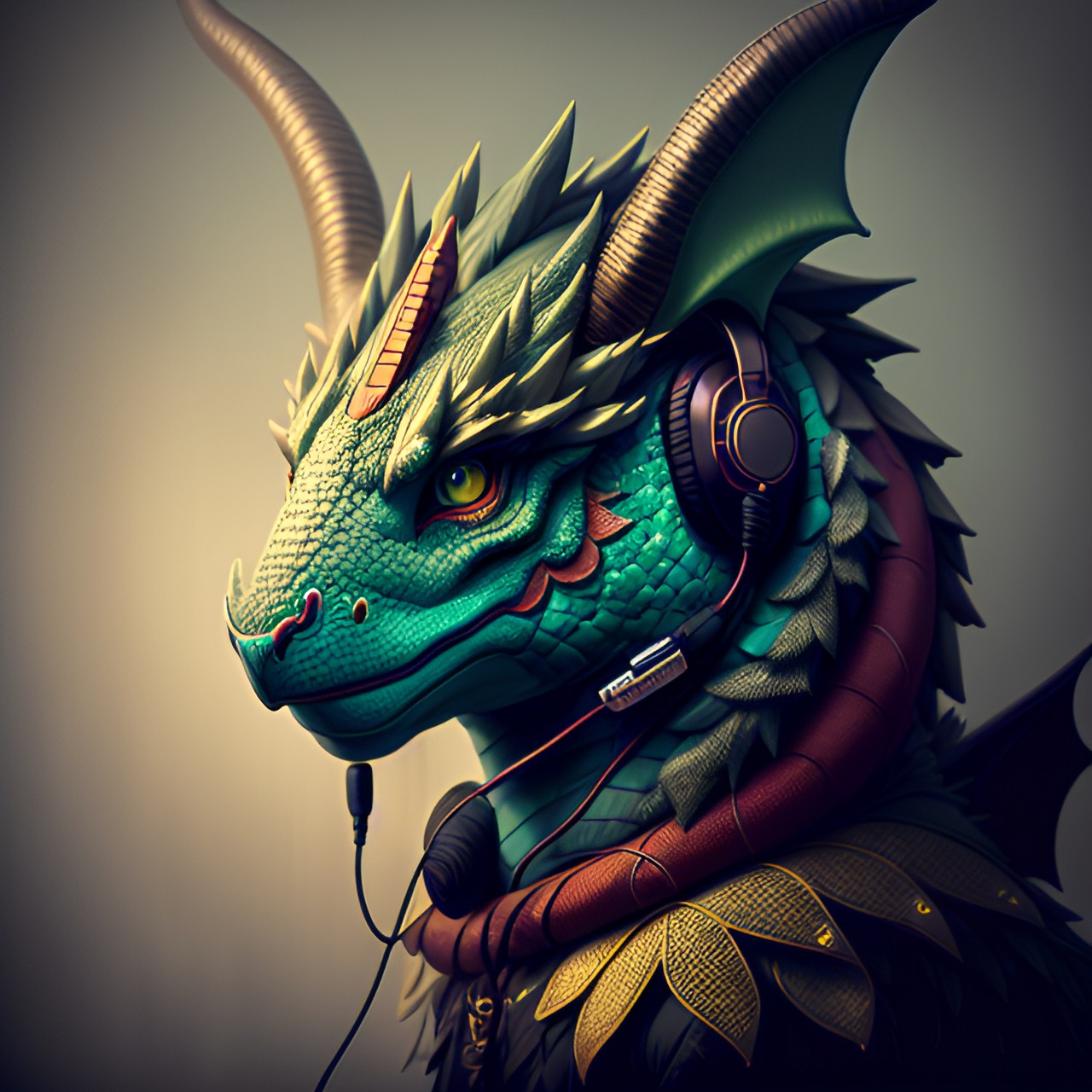 dragon with headphones preview