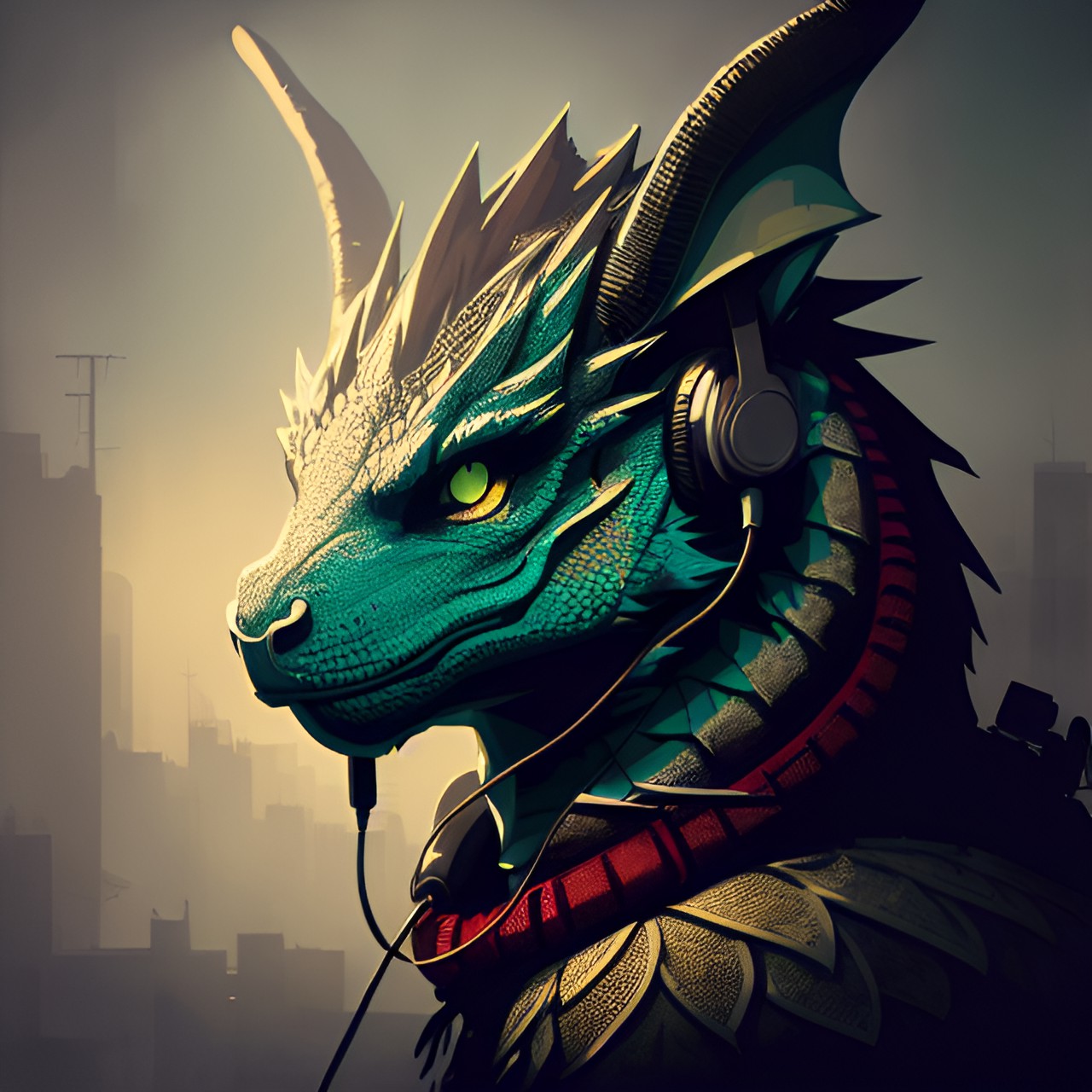 dragon with headphones preview