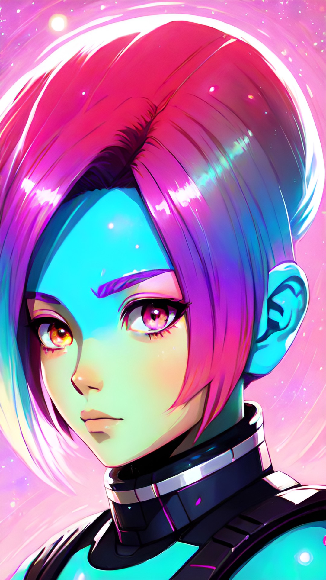 galaxy alien woman pink hair multi color eyes light skin preview