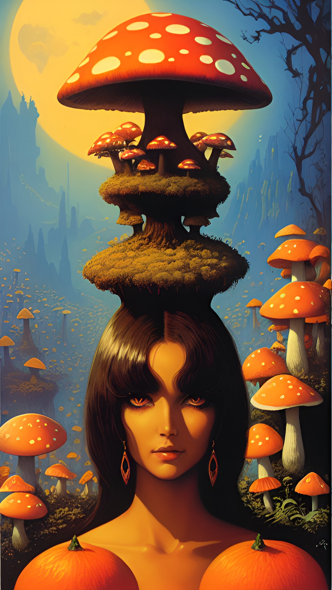 mushroom woman with orange eyes preview