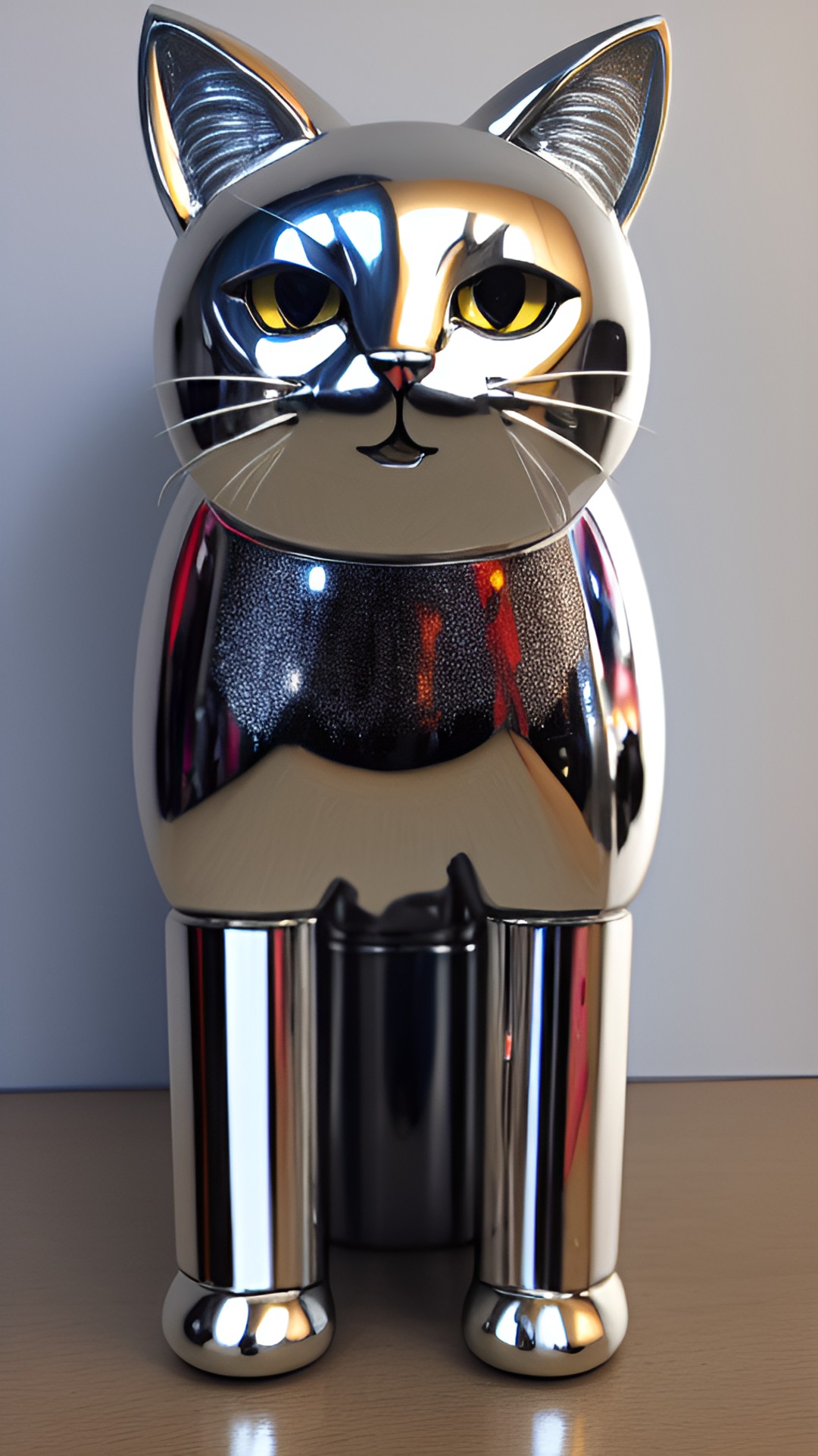 a cat made of pure shining chrome preview