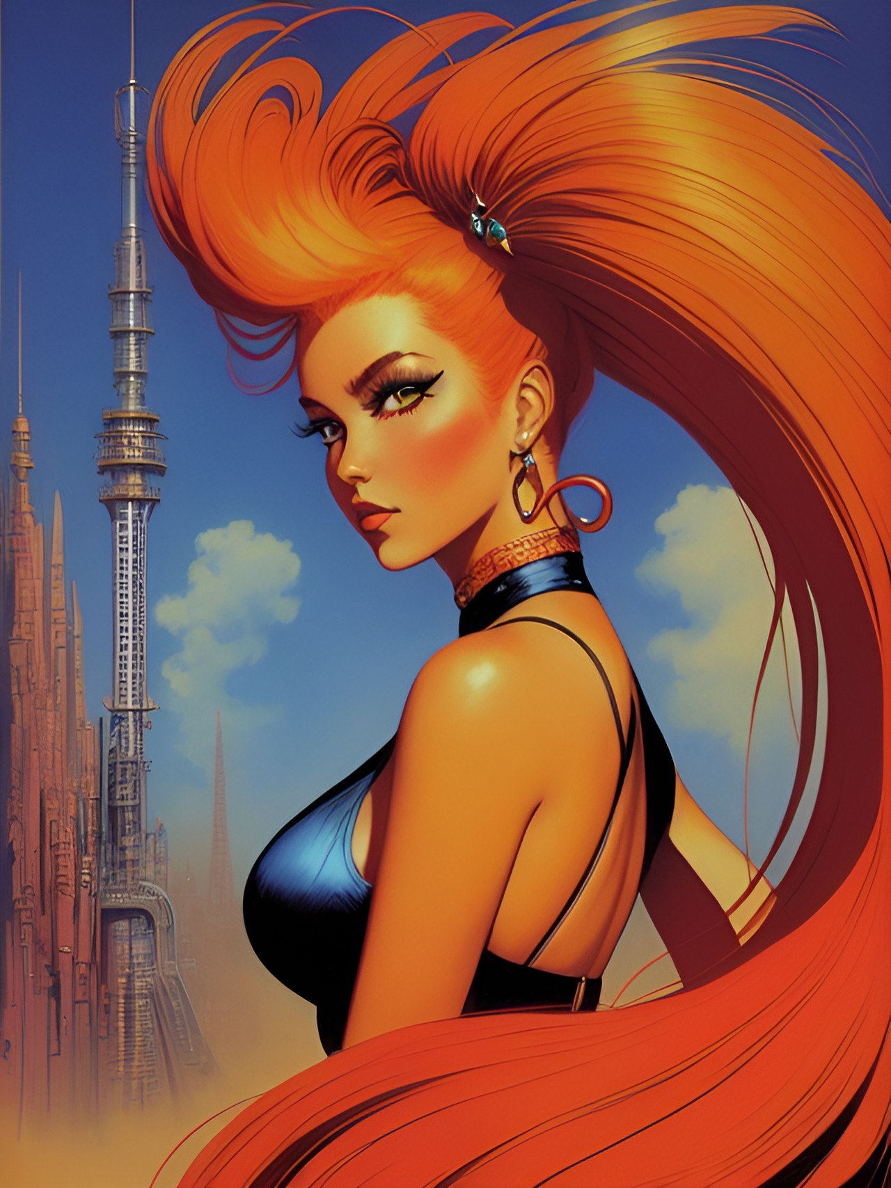 orange hair pin up woman preview