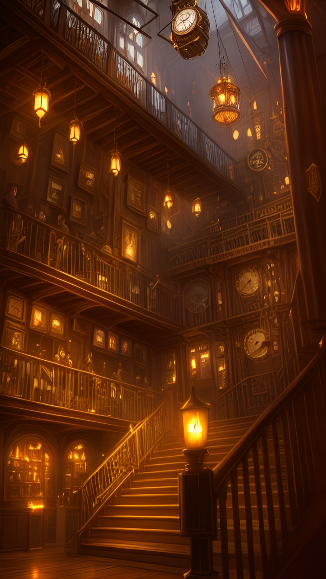 inside howarts
wooden walls
loads of portraits crossing stairs out of wood
wood everywhere
loads of candles floating in the air preview