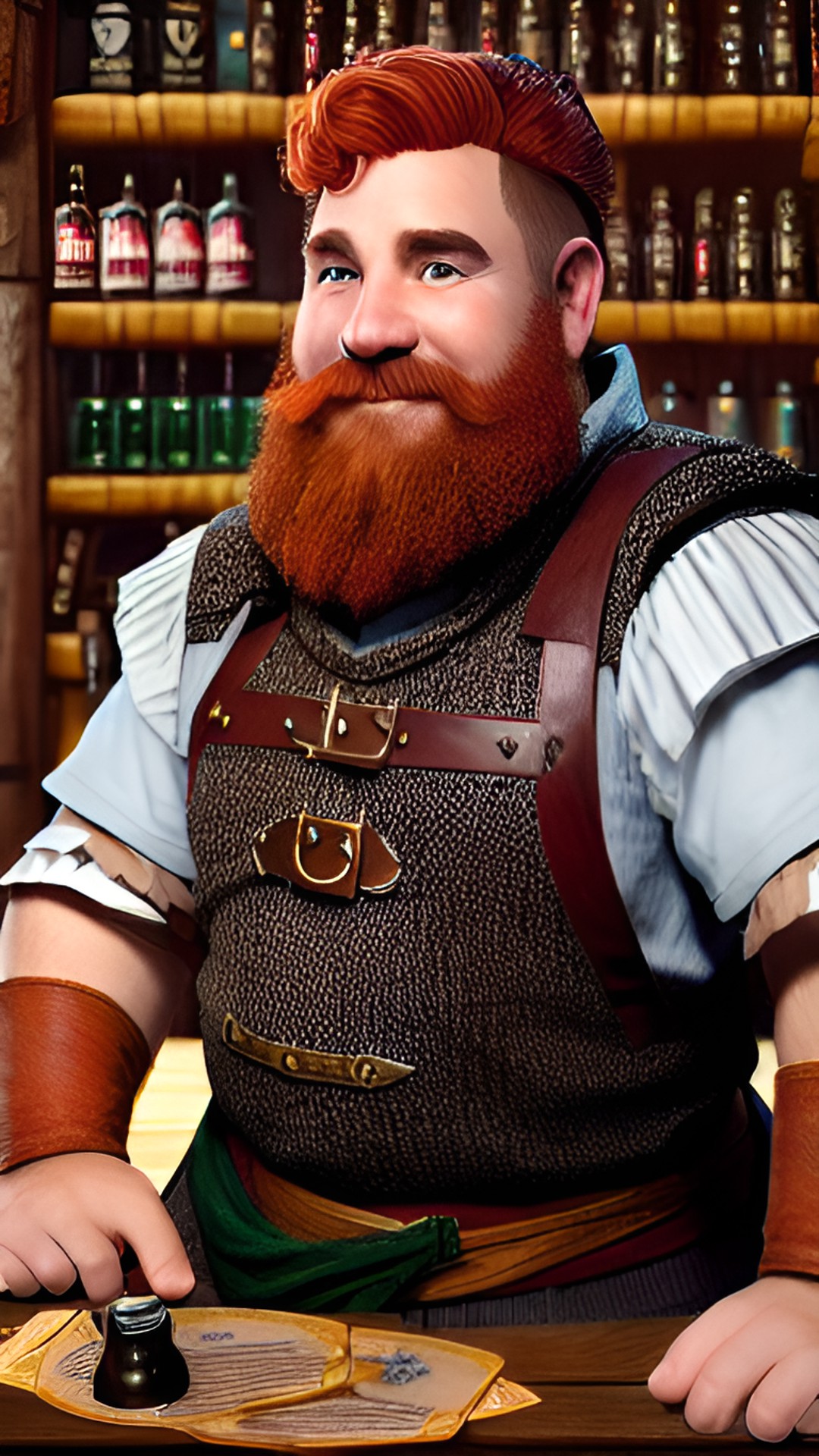 Gideon Stoneforge - dnd red haired male dwarf tavern keeper preview