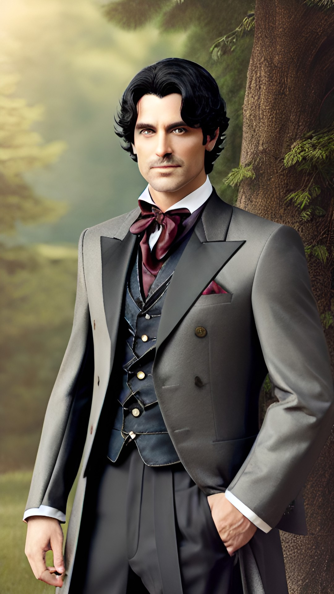 Vasili Von Holtz - d&d aristocrat male. handsome. shoulder length black hair. preview