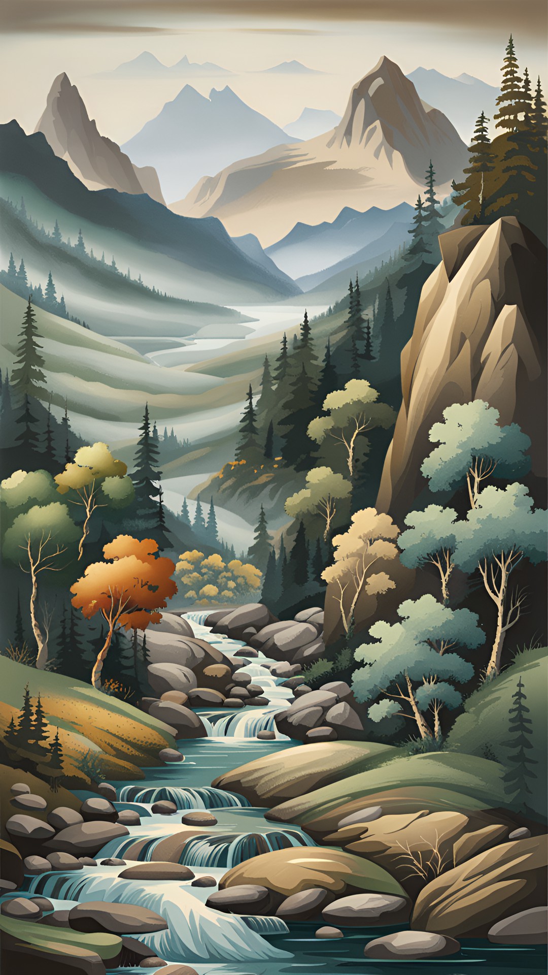 mountain landscape with river preview