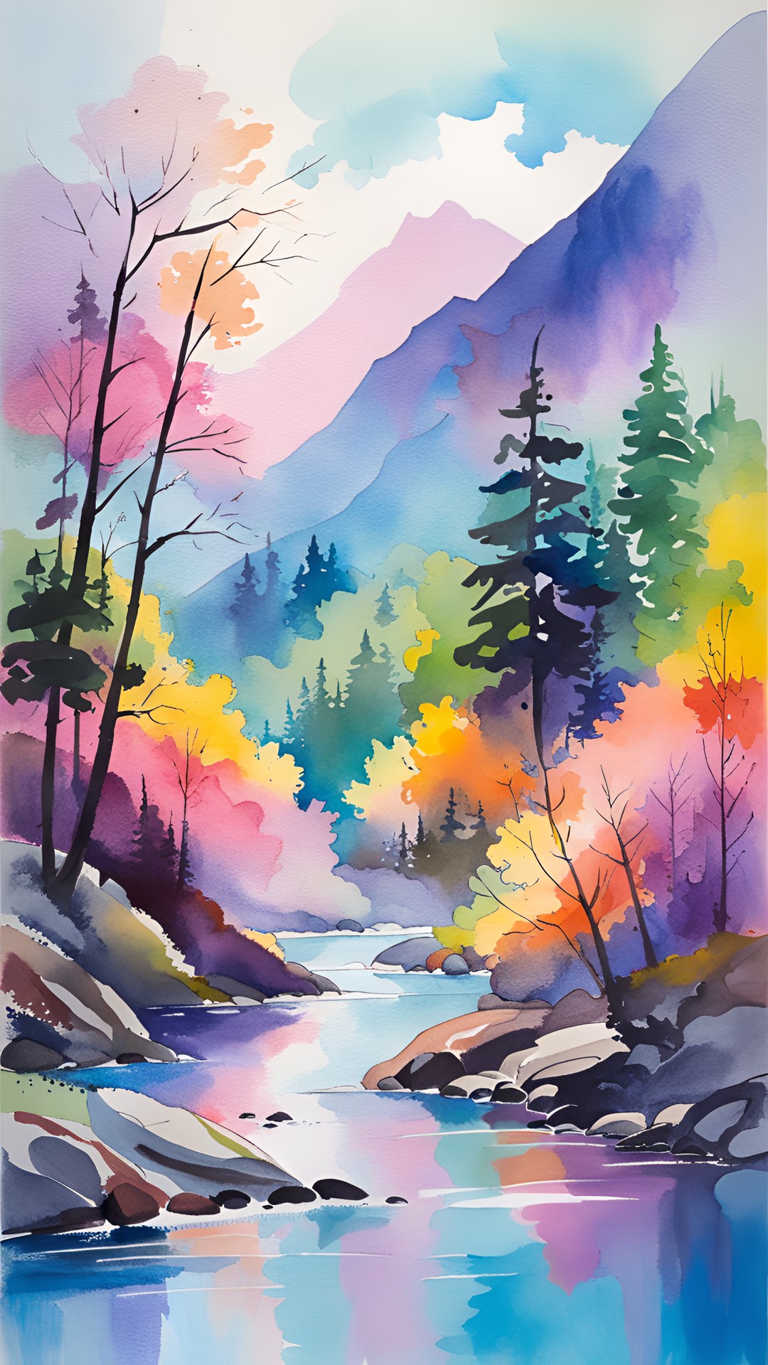 mountain landscape with river preview