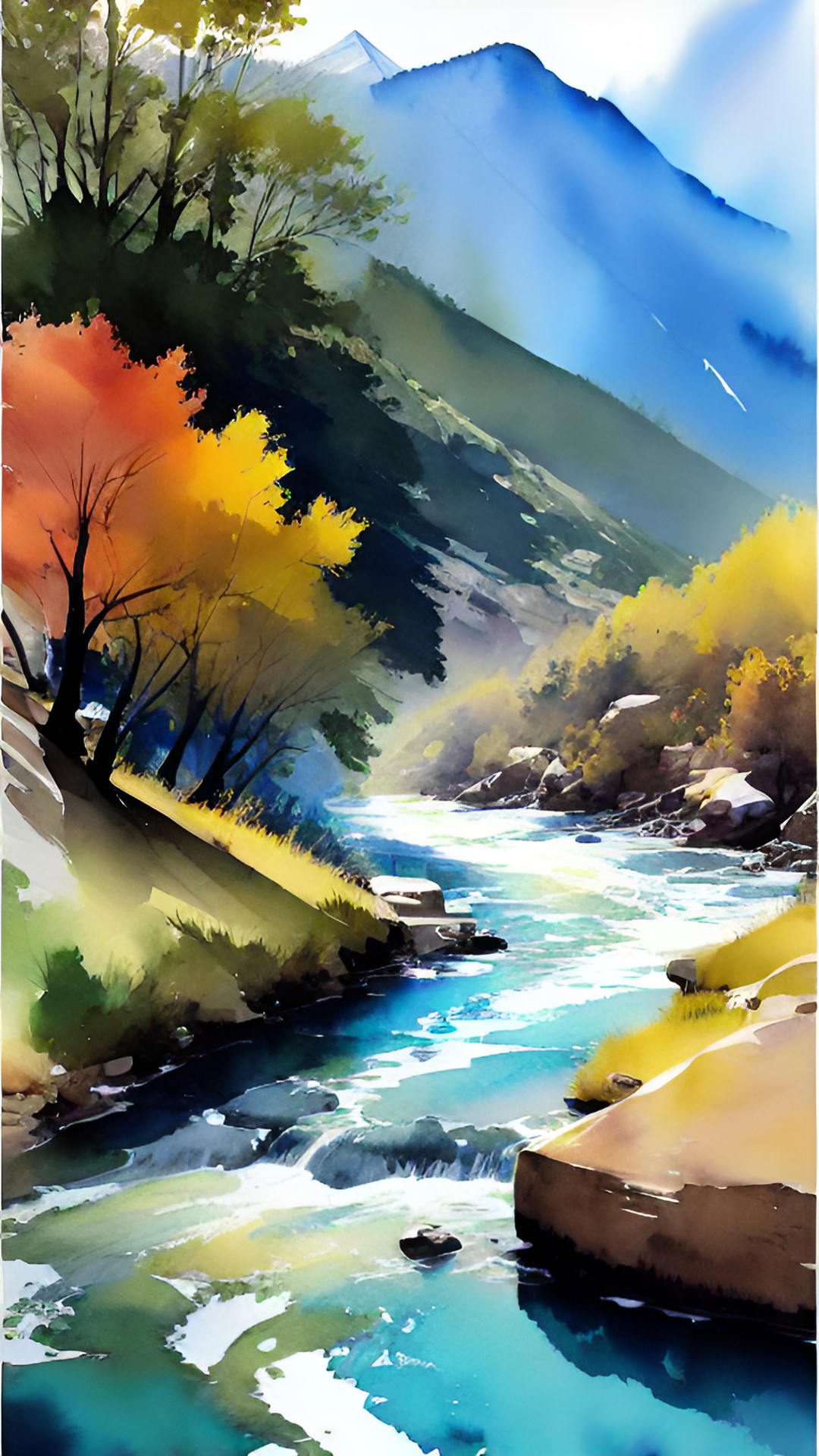 mountain landscape with river preview