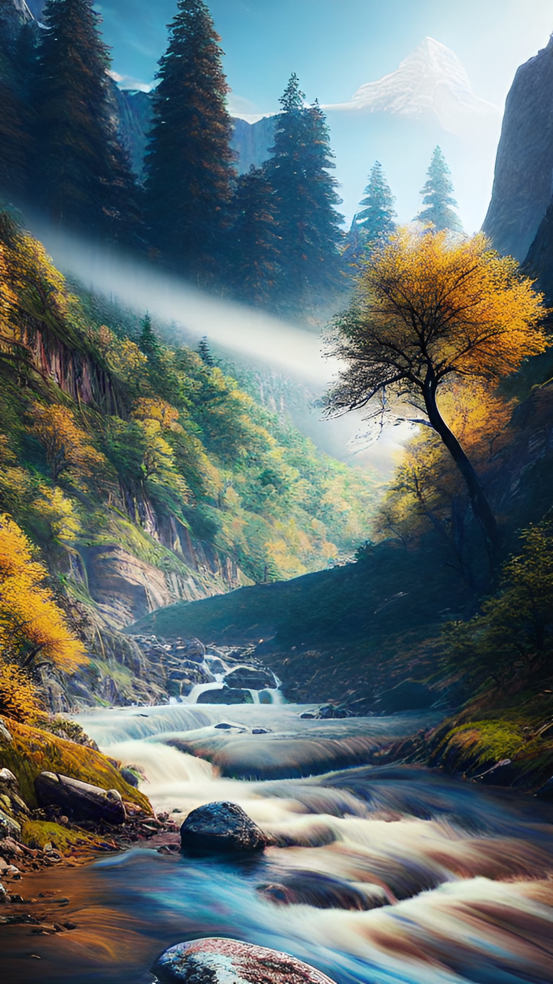 mountain landscape with river preview