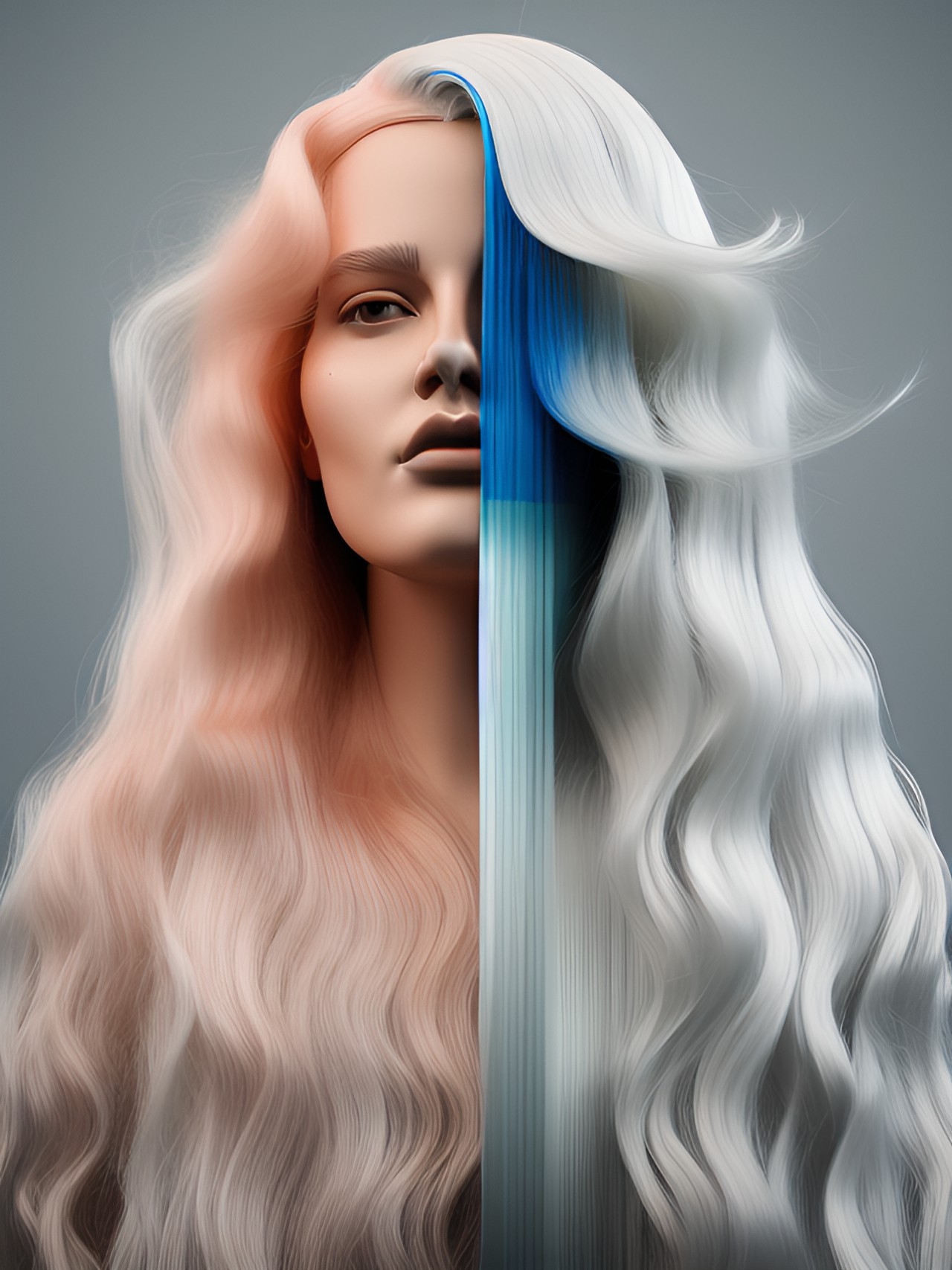 abstract face of a woman with a long hair preview