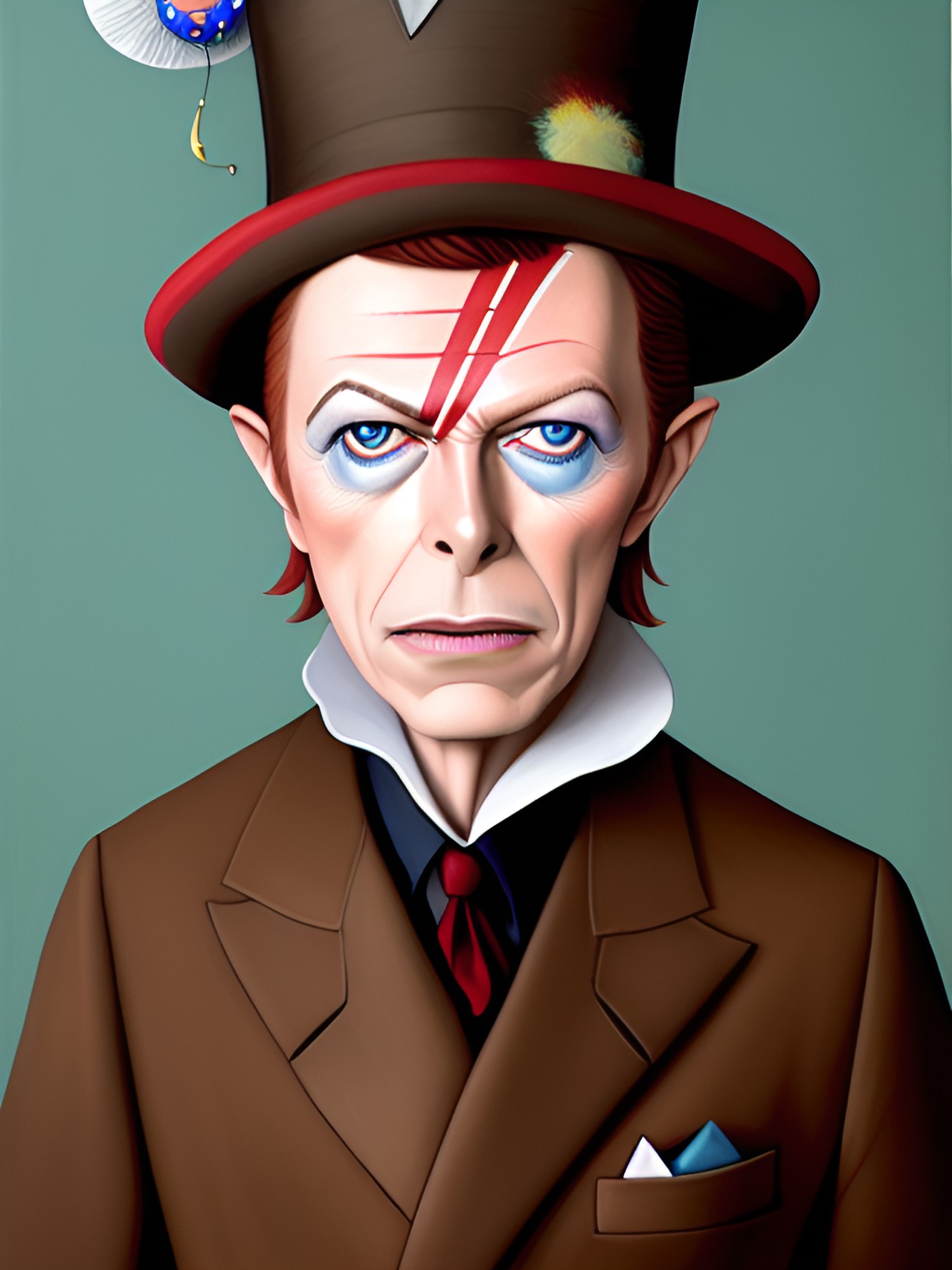 Bowie - david bowie caricature, caricature style, realistic texture, humor, playful preview