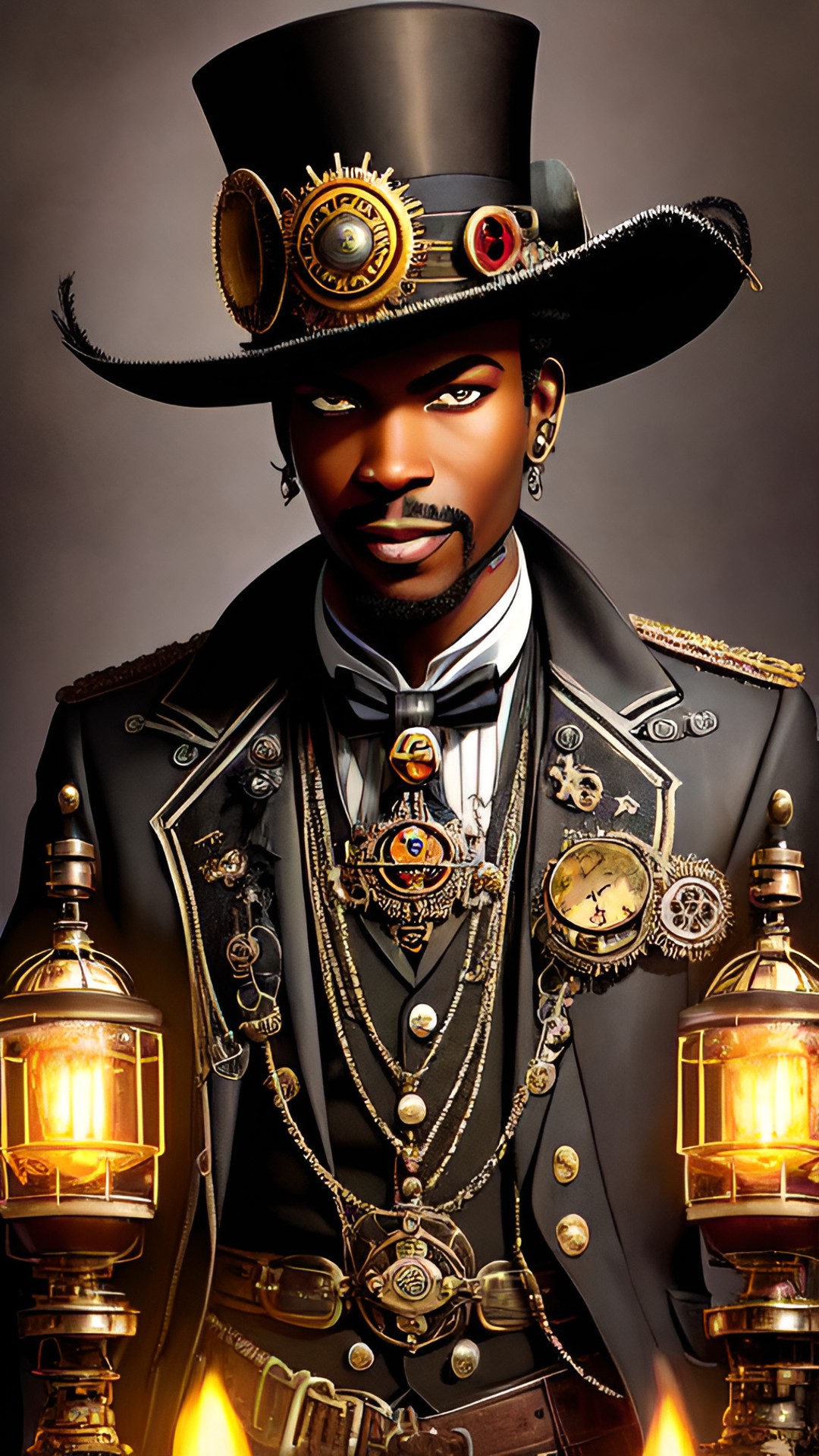 portrait: one cheerful baron samedi. rum and cigare. night, fireflies, swamp, stars. intricately-detailed, fantasy, mythological, 64k, 5d, super-resolution, full-hd. style of stefan koidl. preview