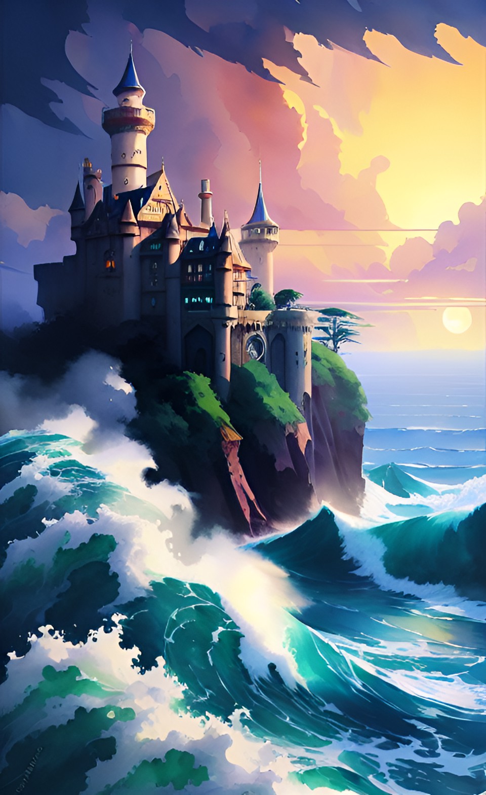 5633 - raging ocean. fantasy castle on the horizon. preview