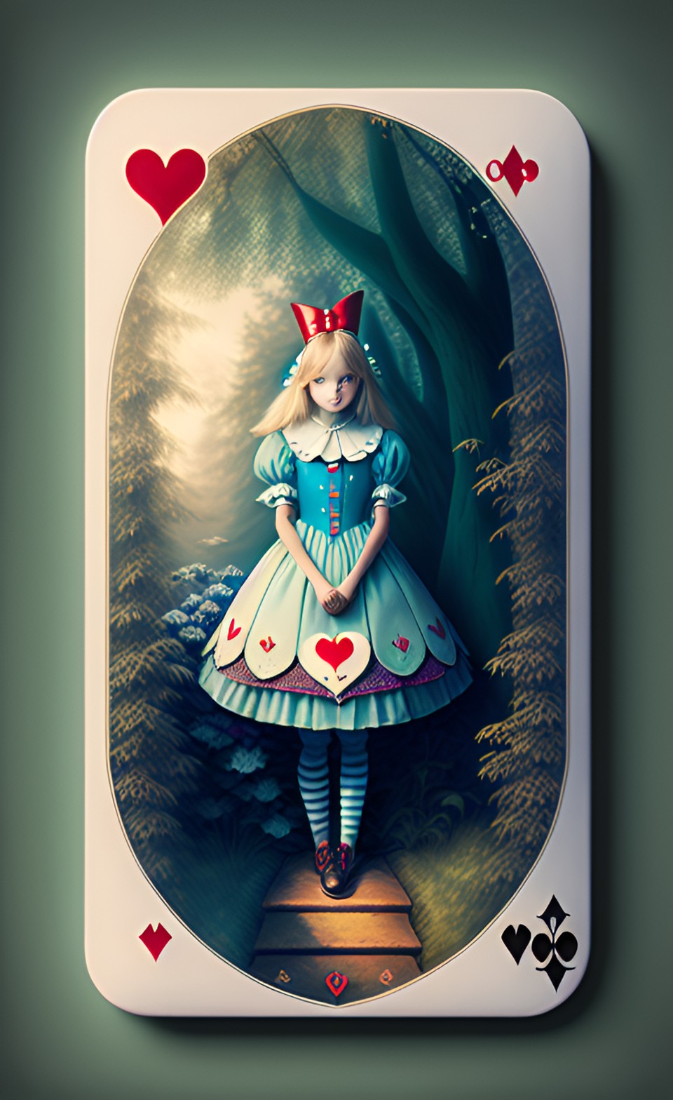 alice in wonderland in a heart card game frame preview