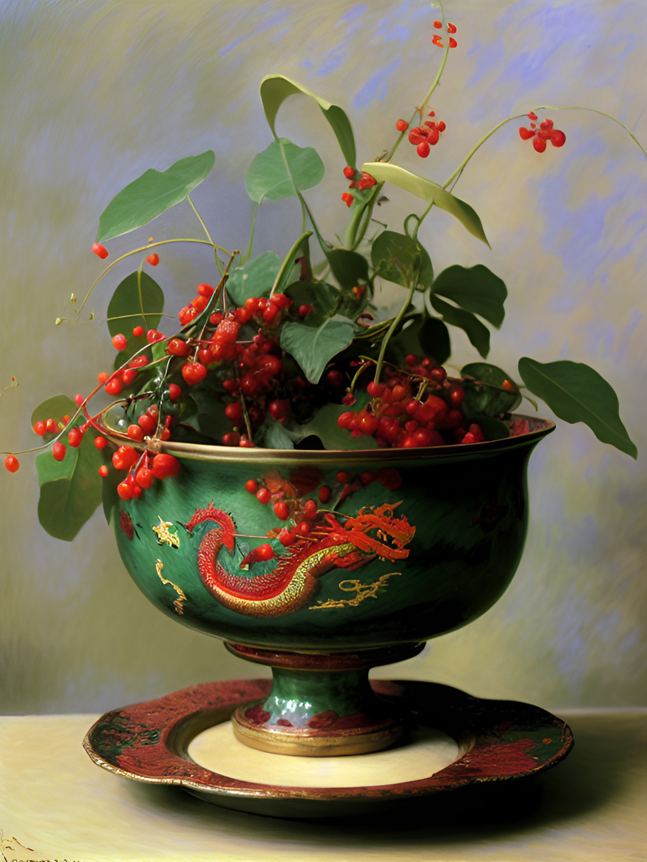 monet still life with red currents in a  dragon bowl preview