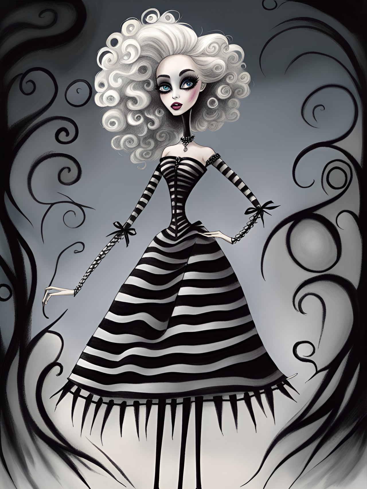 barbie drawn by tim burton preview