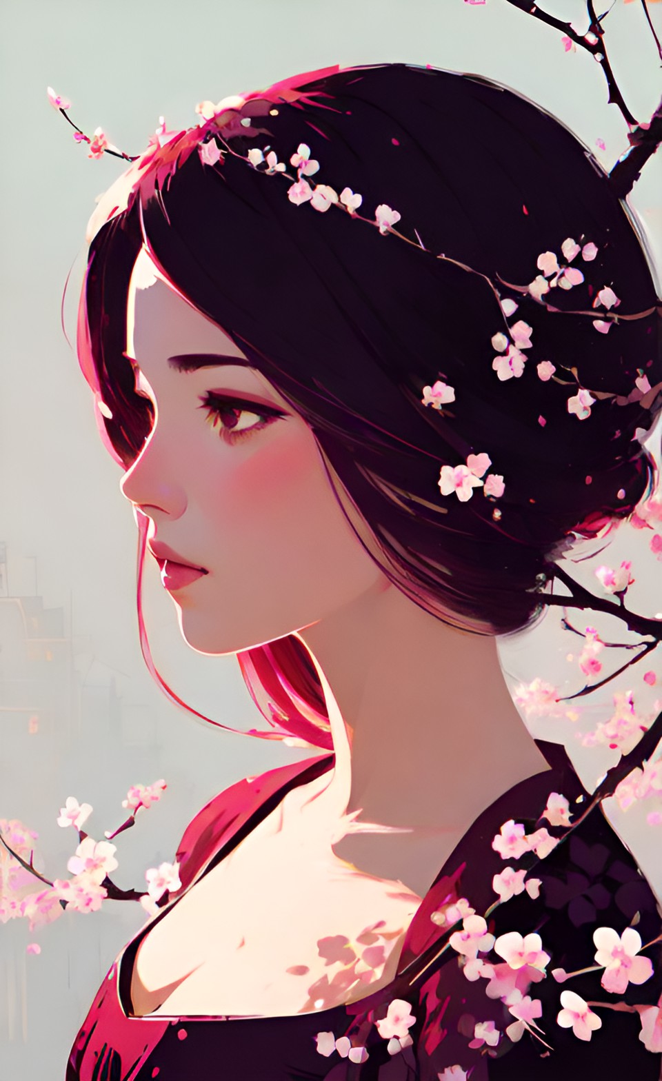 gorgeous plum blossom with a feminine face, 3d, 8k preview