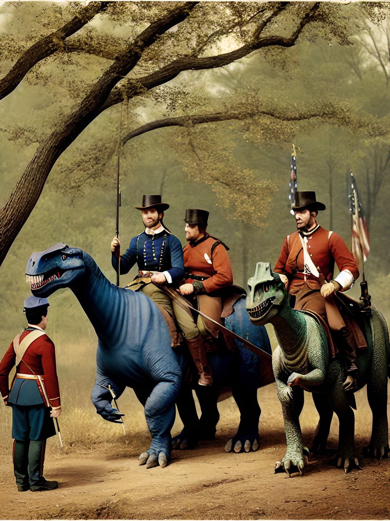 dinosaurs in the civil war, with union soldiers. preview