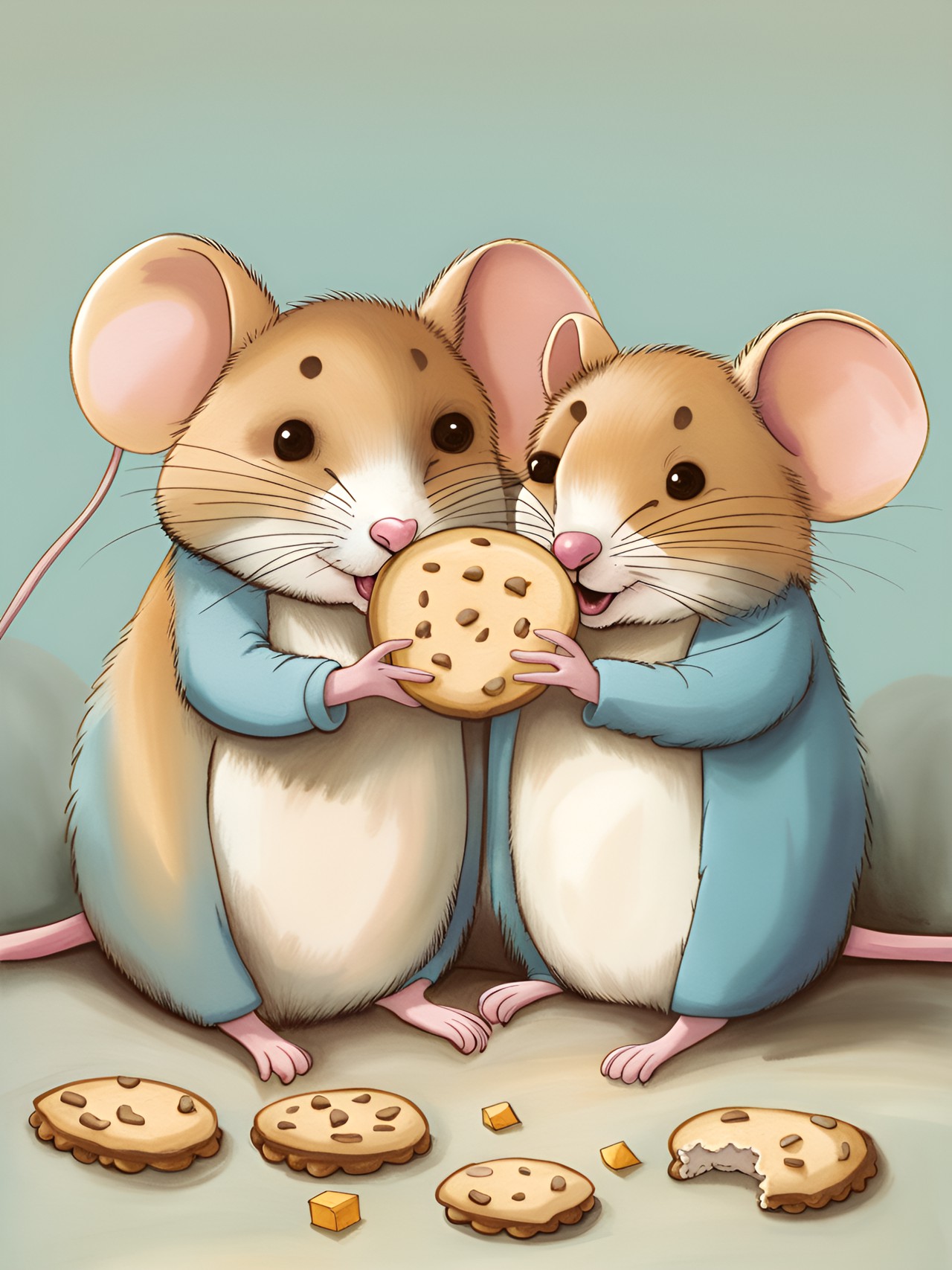 mouse friends sharing a cookie preview