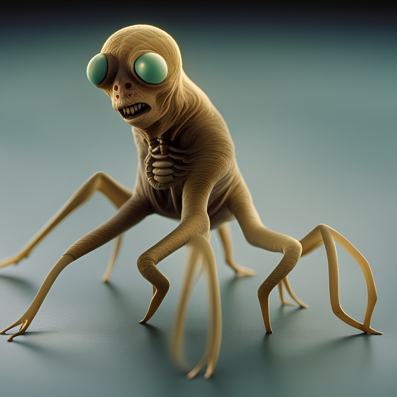 a slide of a strange humanoid creature under an electron microscope preview