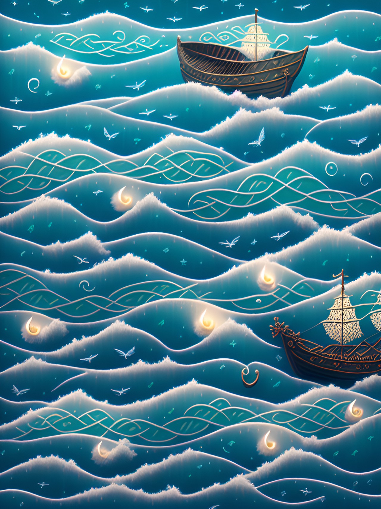 traveling vibes - ocean waves, candles, celtic knotwork dragonflies, viking boat. preview