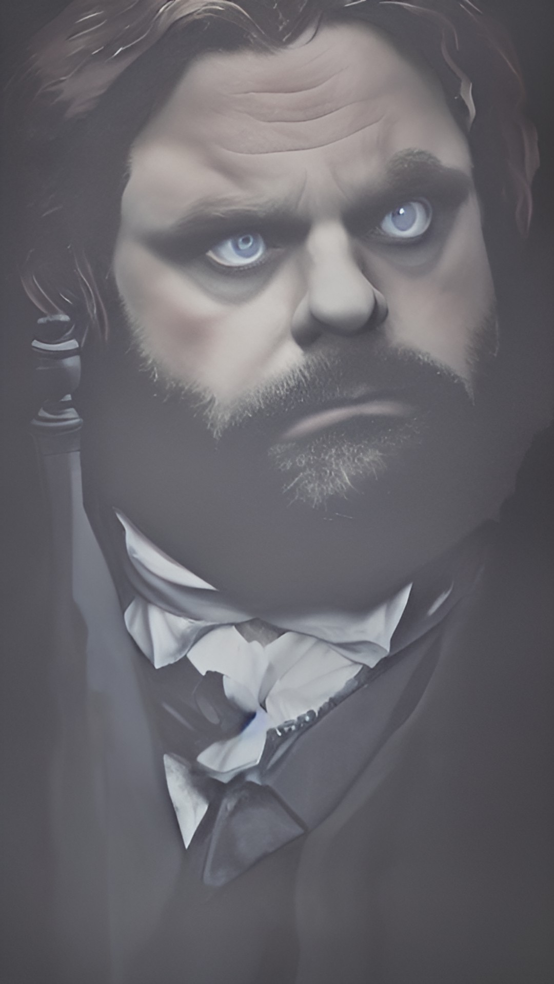 zach galifianakis as dracula, prince of darkness. daguerreotype style. darkened room. preview