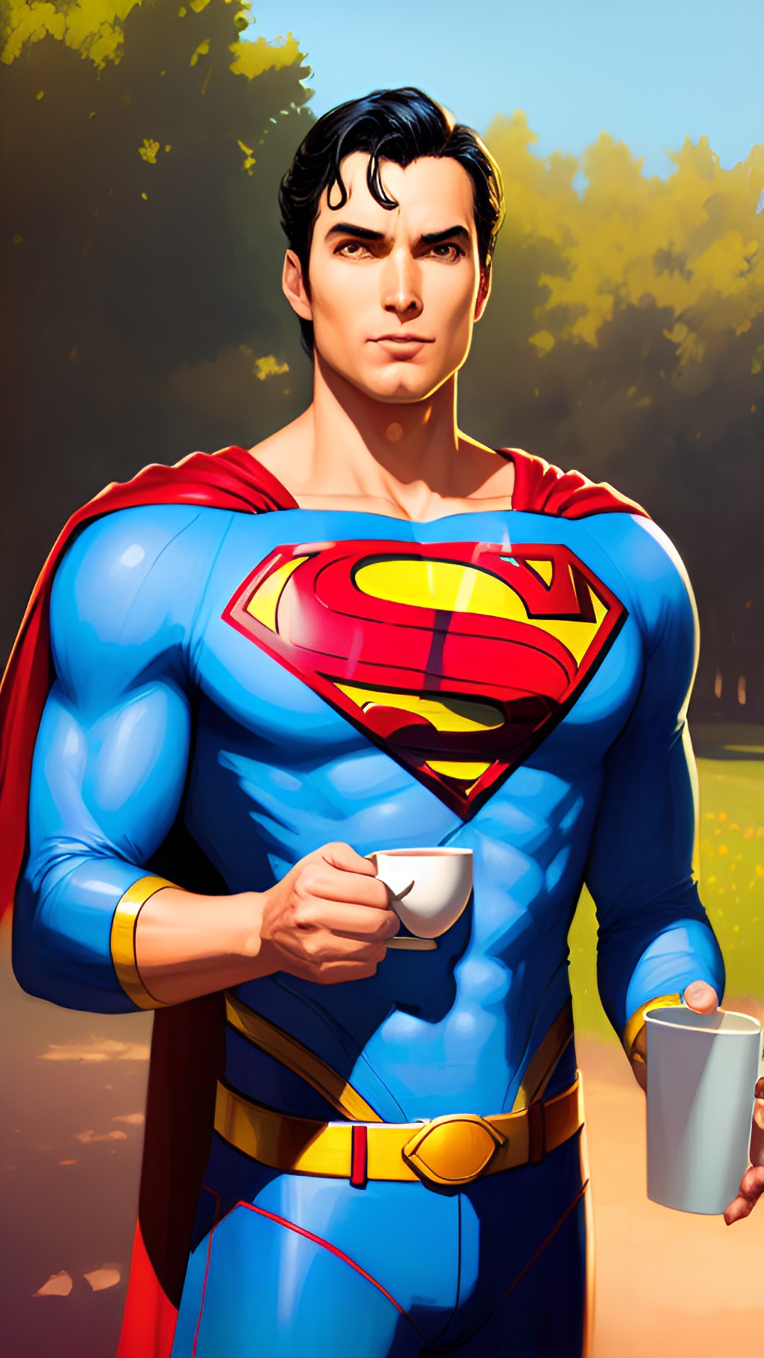 A Superman Errand - superman drinking a cup of coffee preview