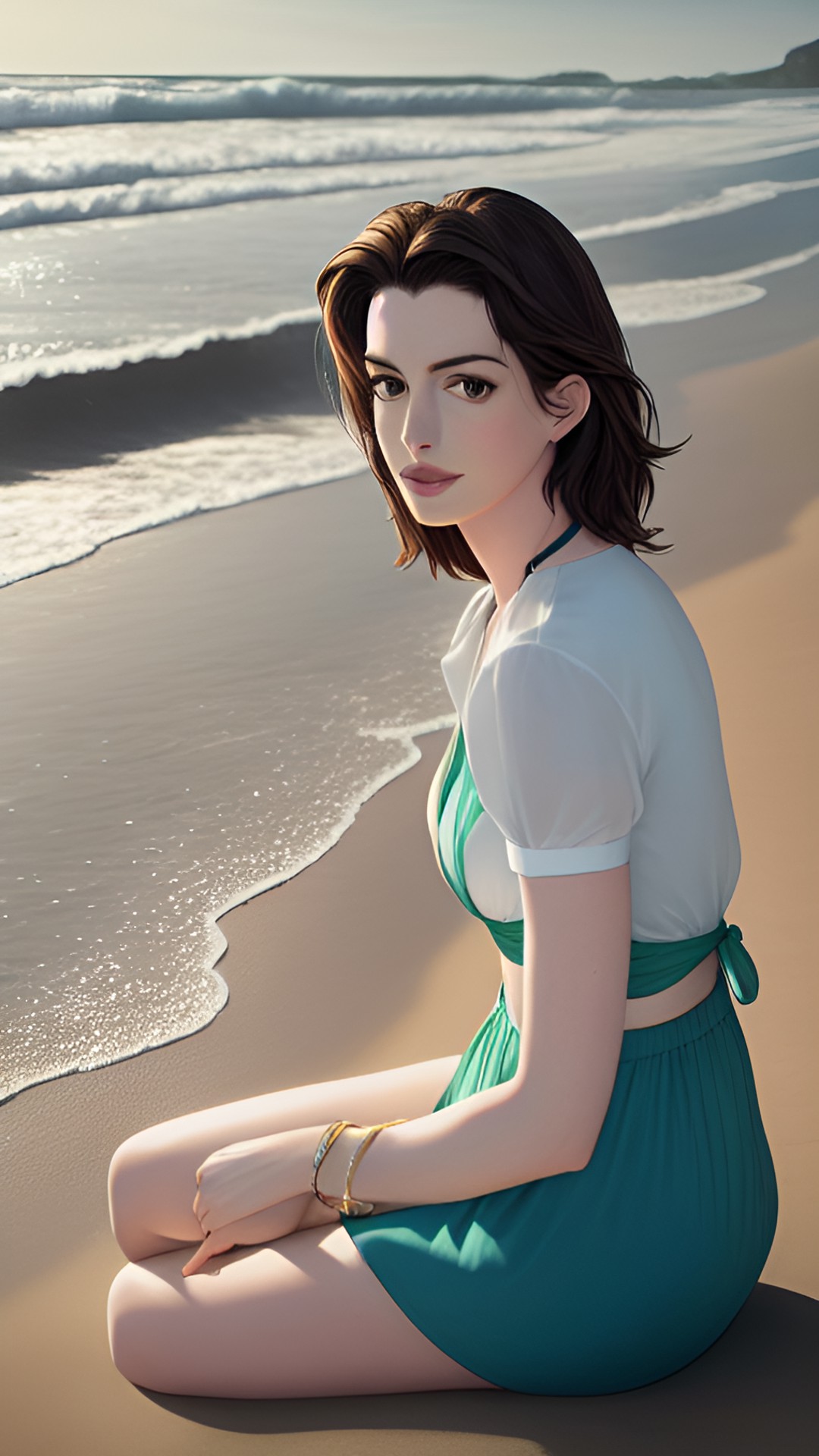 anne hathaway de biquíni em uma praia preview