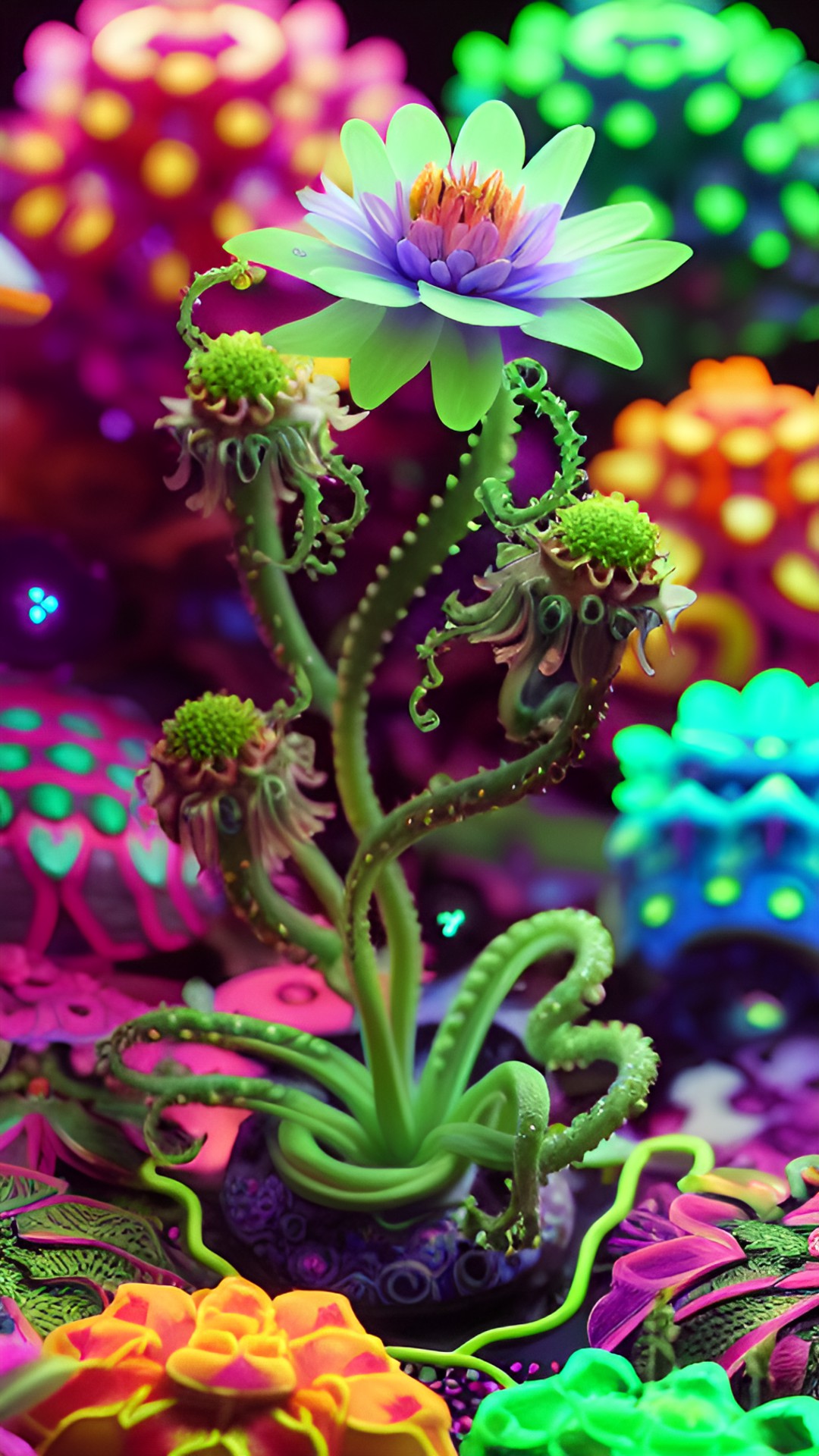 alien flower with bright, neon petals and tentacle-like stems. it glows in the dark and emits a hypnotic scent. it's like nothing we've ever seen before! preview