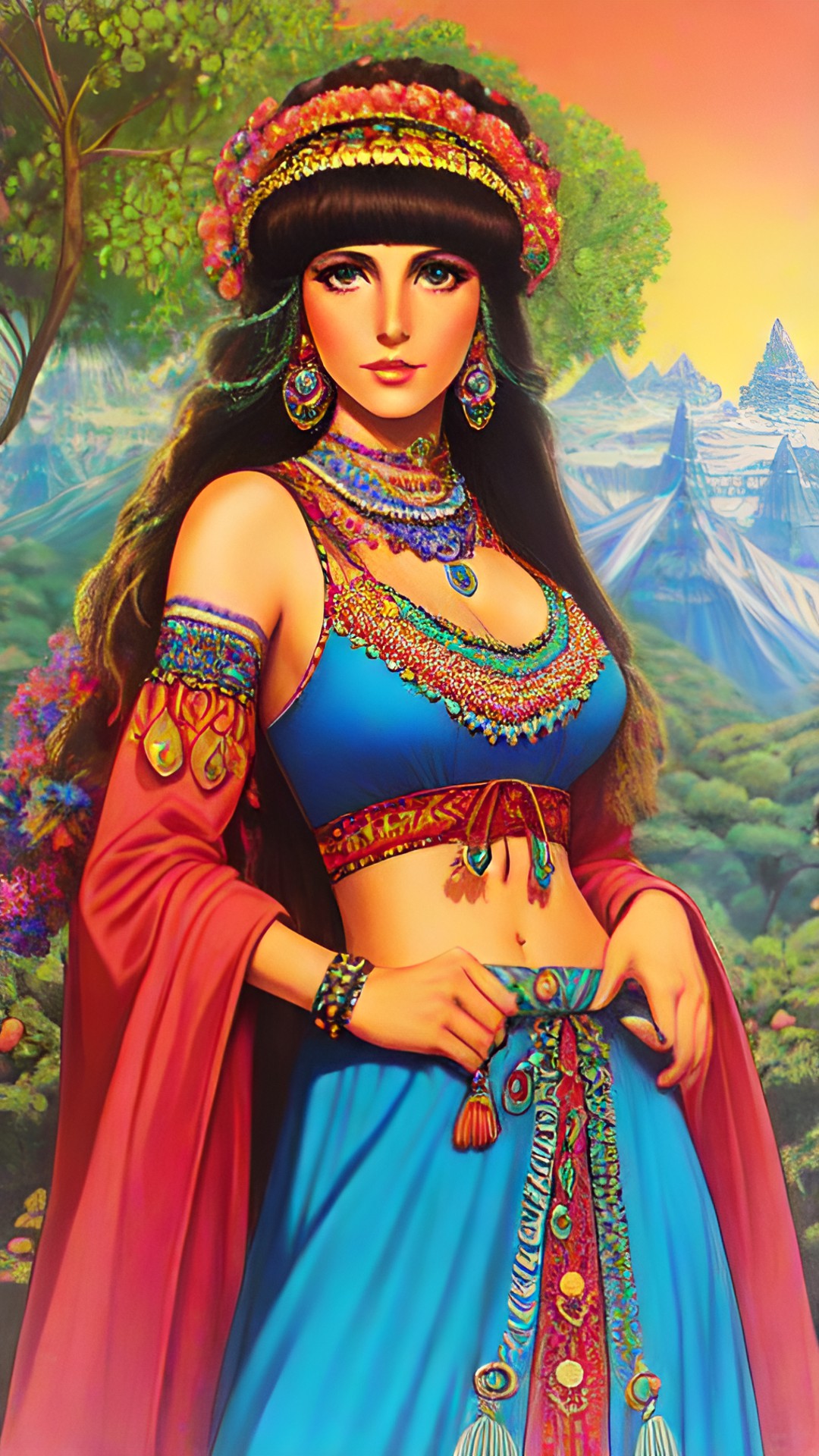 70's hippie lady, highly detailed, fantasy art preview