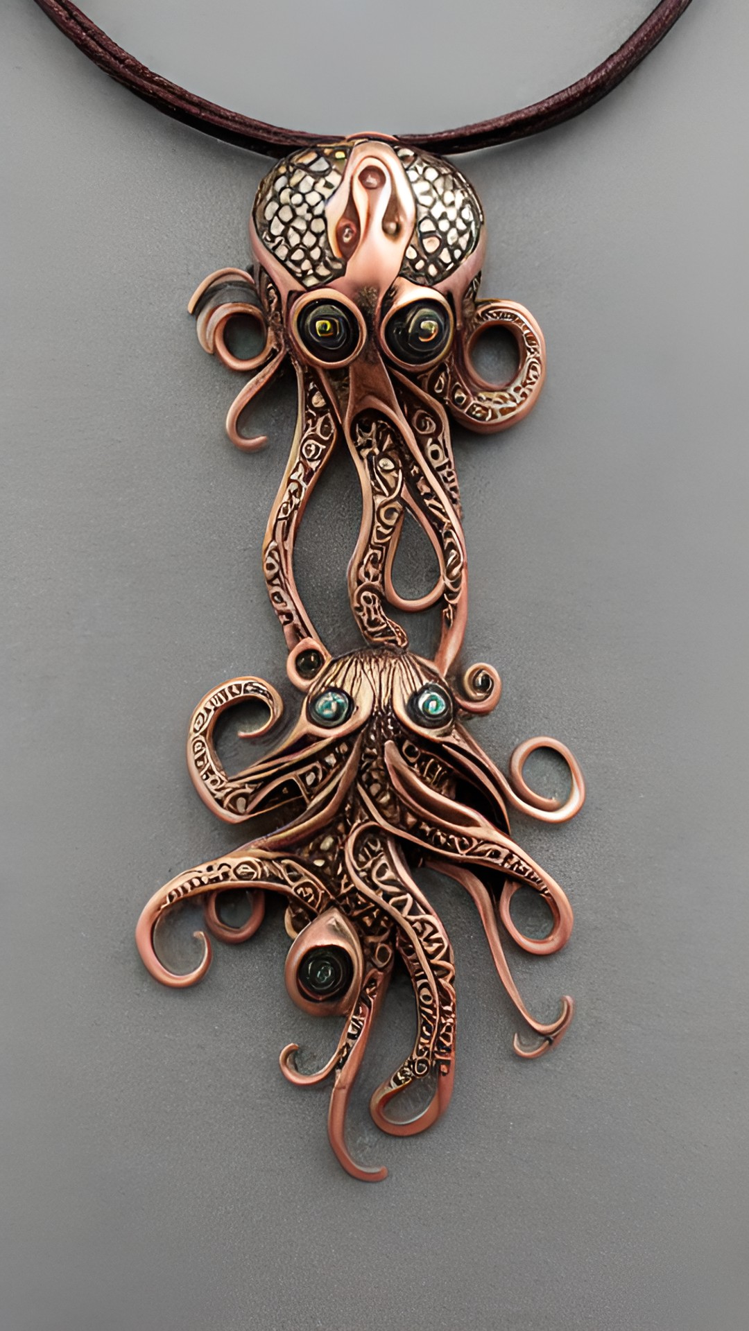 2x the octopus - geometrical octopus pendant necklace, copper, gold, rose gold, gemstones preview