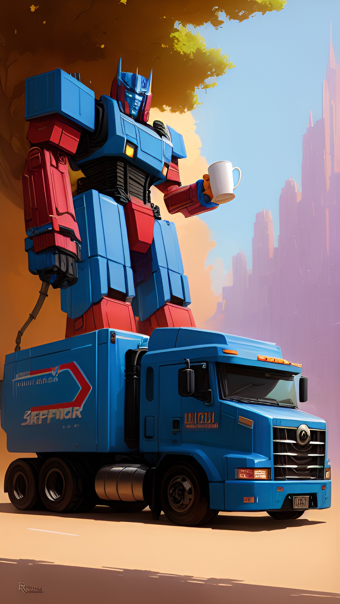 A Prime Cup of Joe - optimus prime drinking a cup of coffee preview