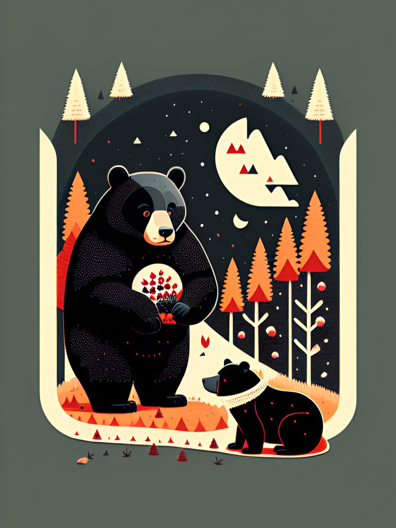 black bear eating berries in the woods preview