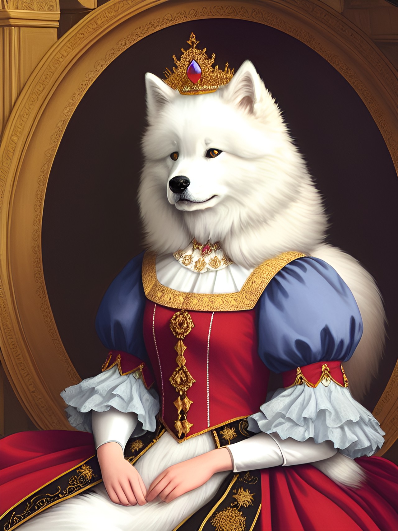 samoyed in renaissance clothing portrait princess preview