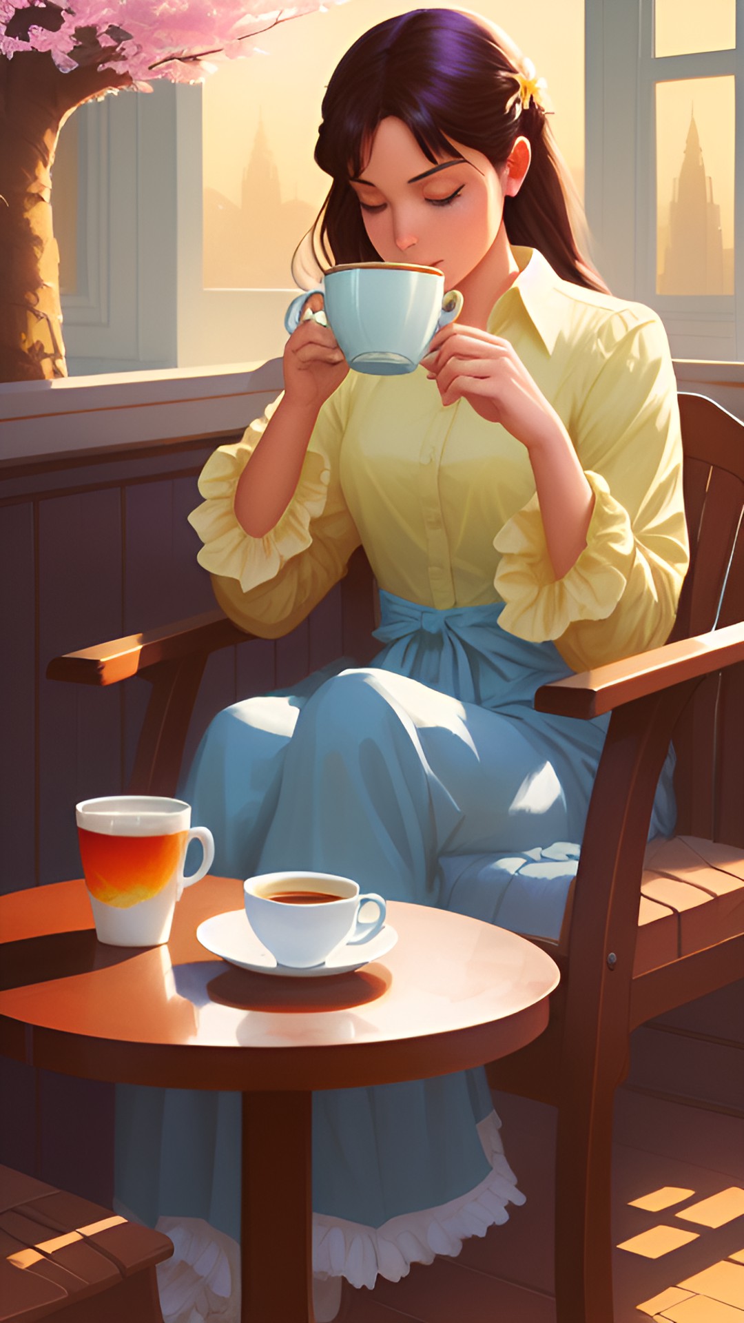 “I’ll sit outside” - an angel drinking a cup of coffee preview