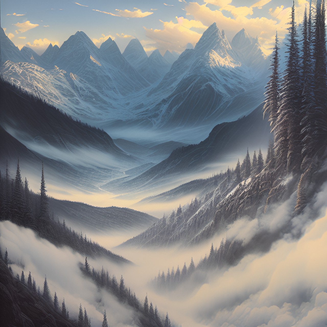 misty twilight in the mountains preview