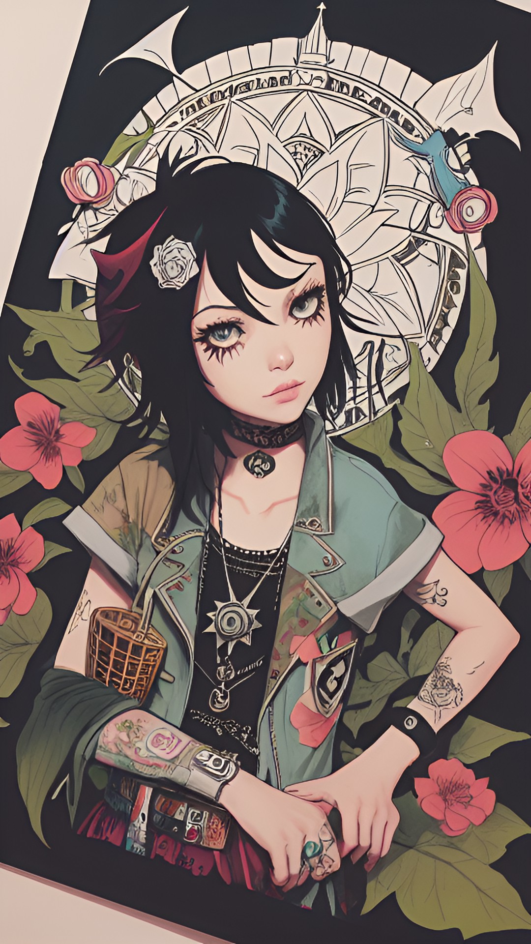 tarot card, goth vibes, tattoos, piercings, emo vibes, barista preview