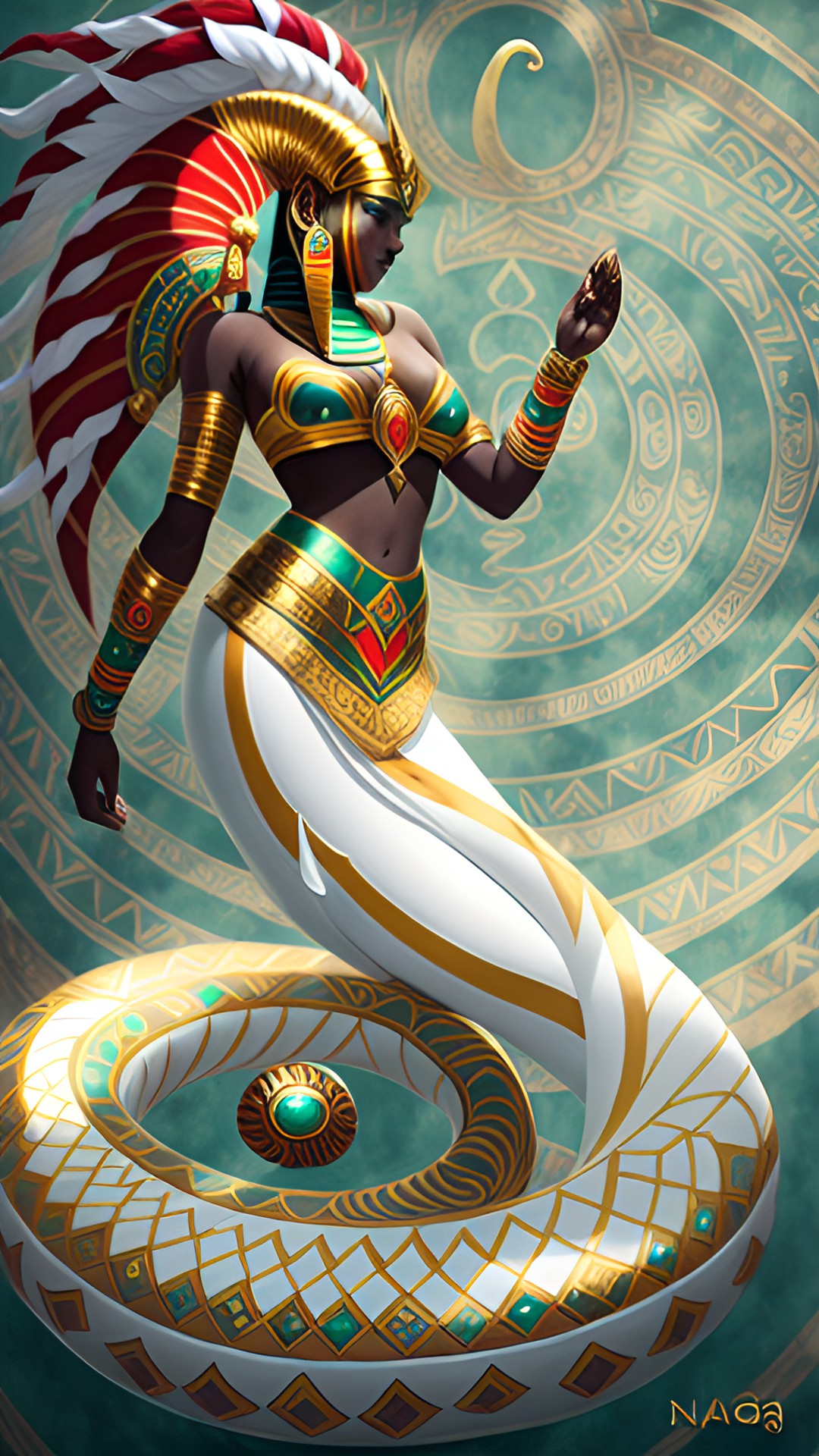 naga with white scales and egyptian style. preview