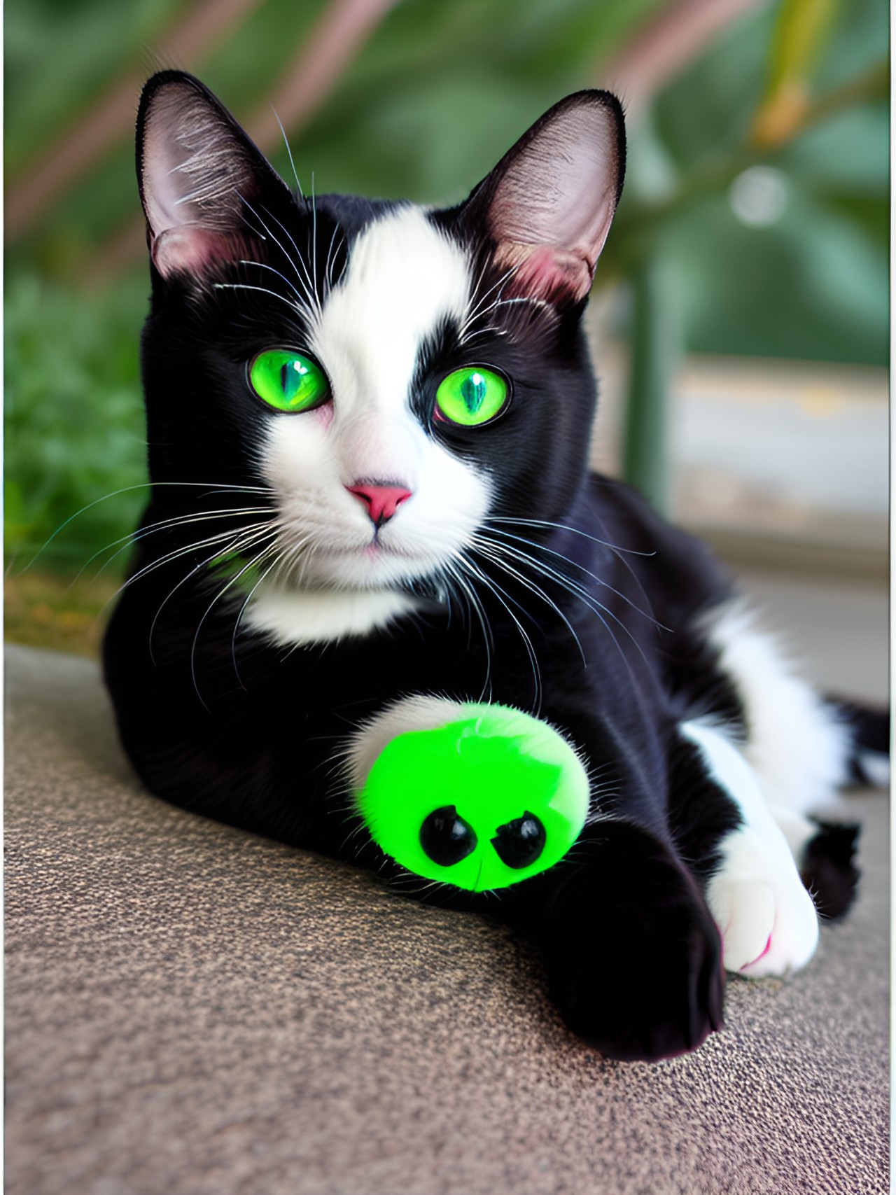 “Lamb” backwards - bmal is a black and white cat with green eyes. preview